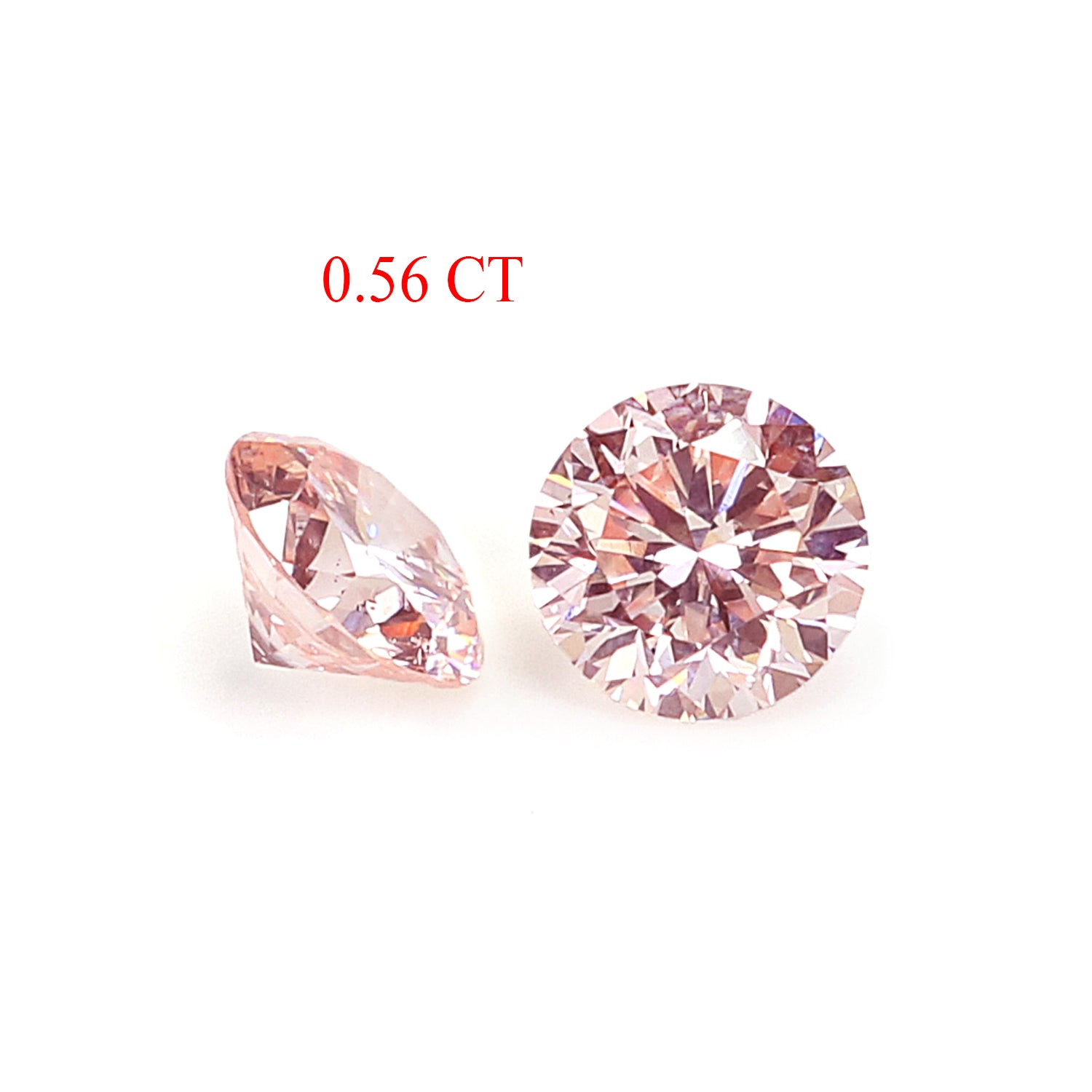 0.56 CT Lab Grown Round Brilliant Cut CVD Diamond VS1 Clarity Pink Color Round Cut Pair Diamond 4.20 MM Pink Color Round Shape Diamond L3548