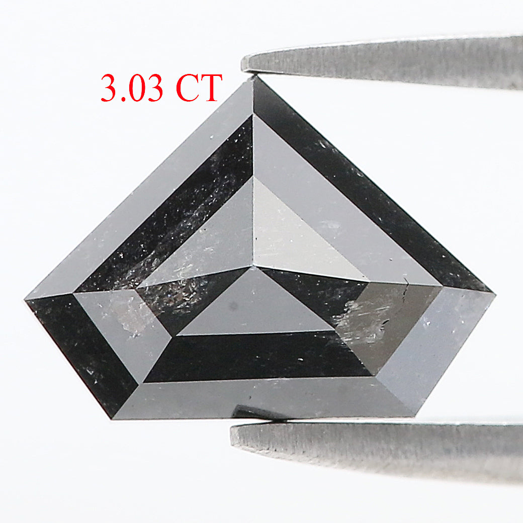 3.03 Ct Natural Loose Shield Shape Diamond Salt And Pepper Shield Cut Diamond 8.20 MM Black Gray Color Shield Shape Rose Cut Diamond QL1117