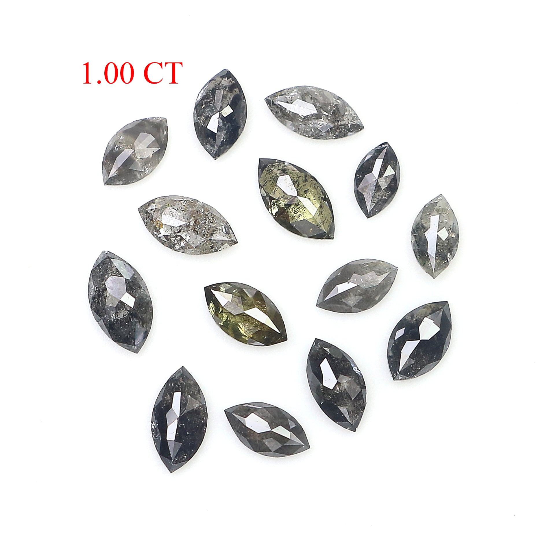 1.00 CT Natural Loose Marquise Shape Diamond Salt And Pepper Marquise Cut Diamond 3.15 MM Black Grey Color Marquise Rose Cut Diamond LQ2911