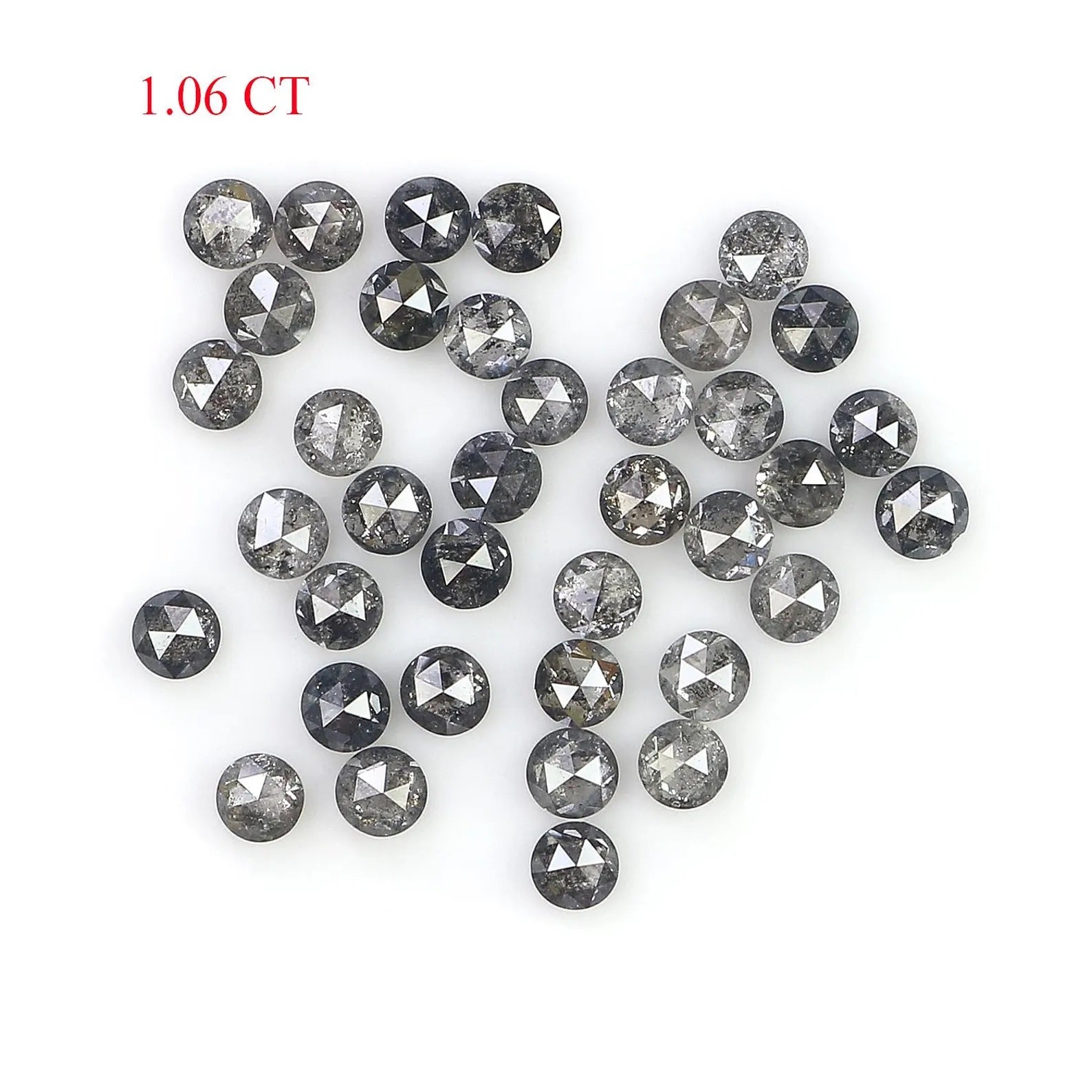 1.06 CT Natural Loose Round Shape Diamond Salt And Pepper Round Diamond 1.80 MM Natural Loose Black Grey Color Round Rose Cut Diamond NQ1833