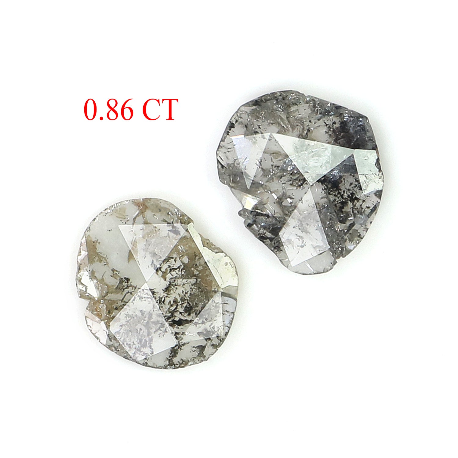 0.86 CT Natural Loose Slice Shape Diamond Salt And Pepper Uncut Diamond 7.80 MM Natural Black Grey Color Slice Irregular Cut Diamond N2650