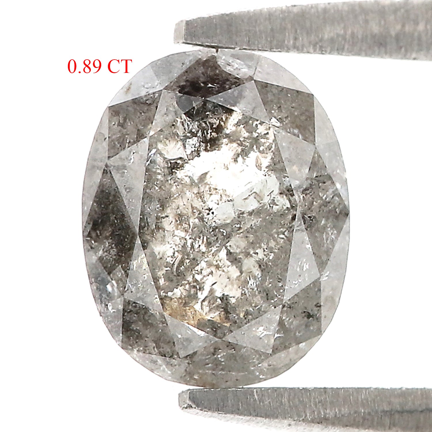 0.89 CT Natural Loose Oval Shape Diamond Salt And Pepper Oval Diamond 6.90 MM Natural Diamond Black Grey Color Oval Rose Cut Diamond QL1445