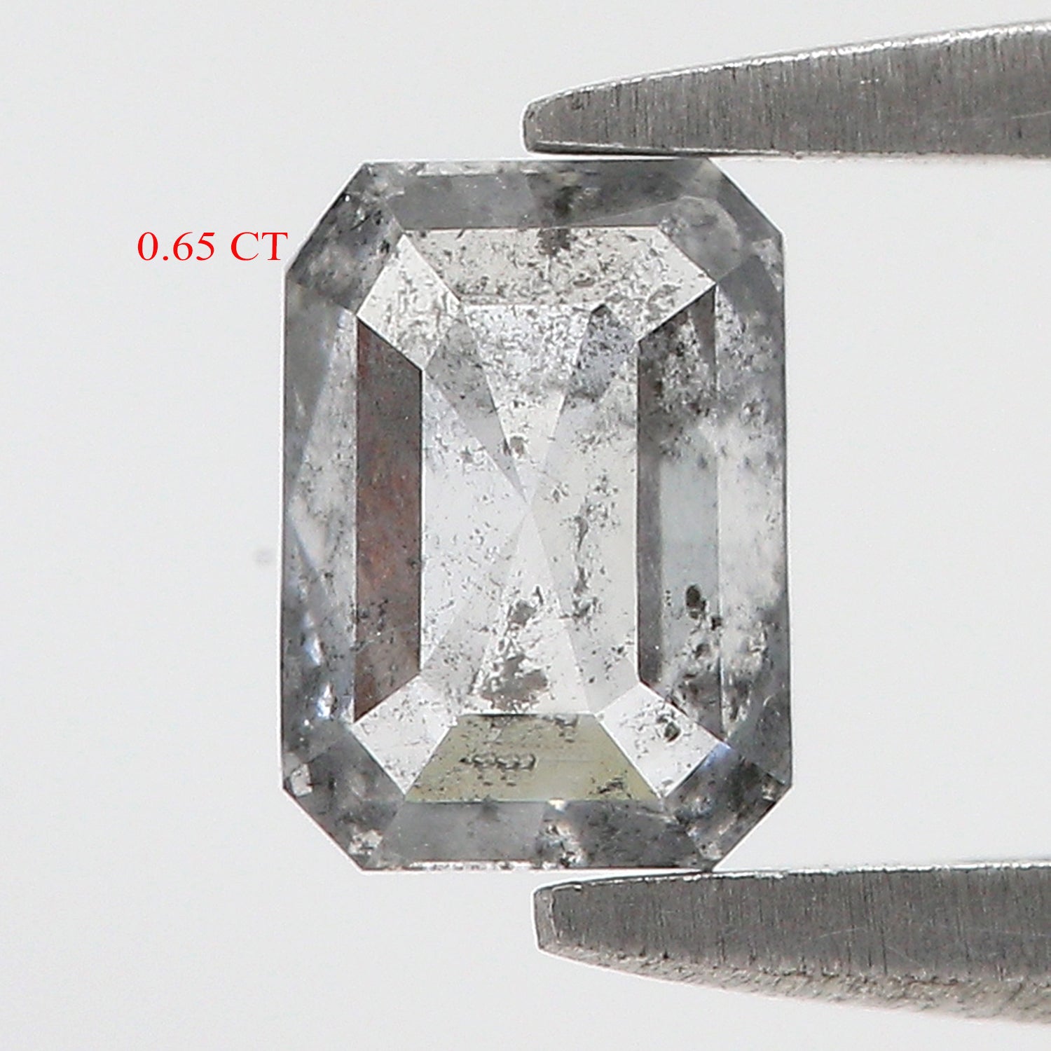 0.65 CT Natural Loose Emerald Shape Diamond Salt And Pepper Emerald Shape Diamond 5.70 MM Black Grey Color Emerald Rose Cut Diamond QL9579