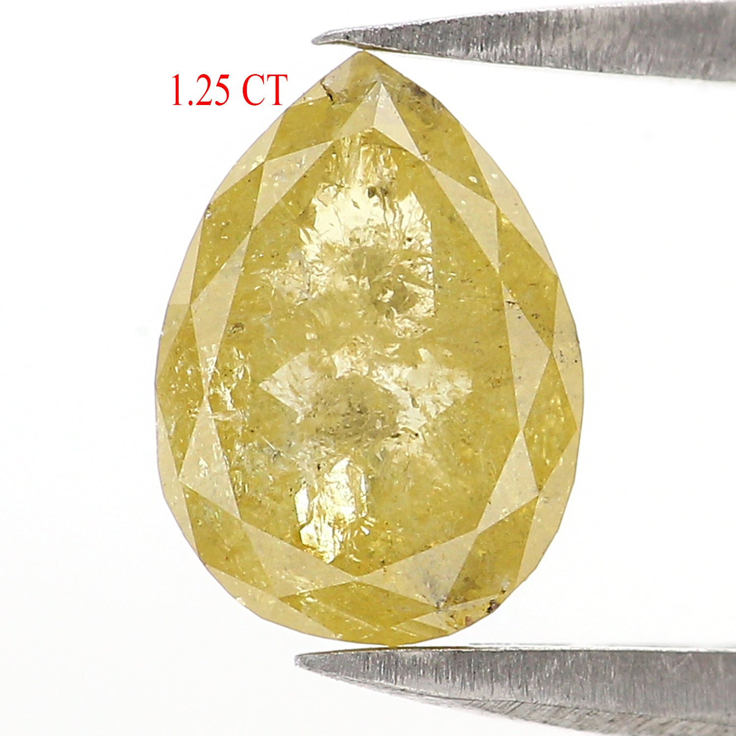 Natural Loose Pear Diamond, Yellow Color Pear Cut Diamond, Natural Loose Diamond, Pear Rose Cut Diamond, 1.25 CT Pear Shape Diamond L2886