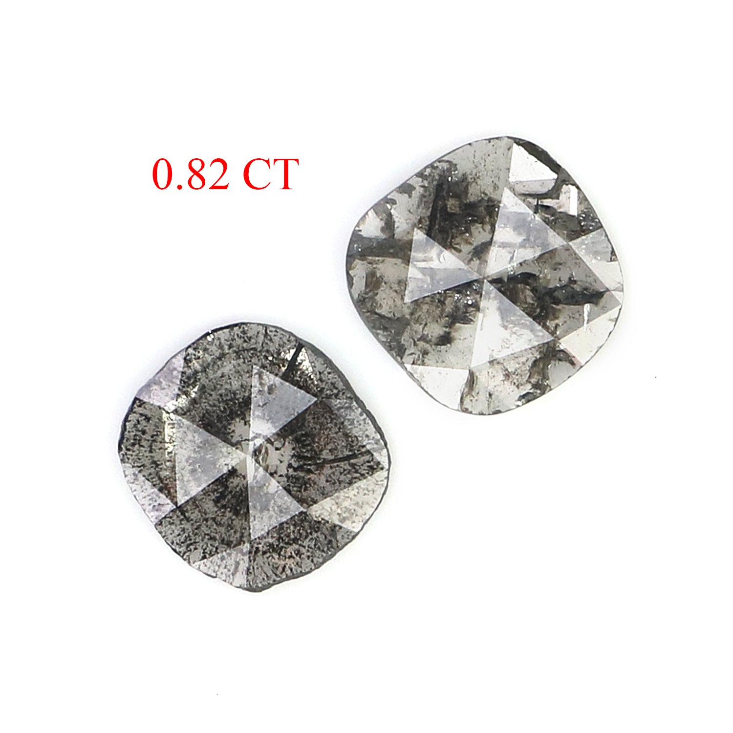0.82 CT Natural Loose Slice Shape Diamond Salt And Pepper Slice Uncut Diamond 6.50 MM Natural Black Grey Diamond Irregular Cut Diamond L3610