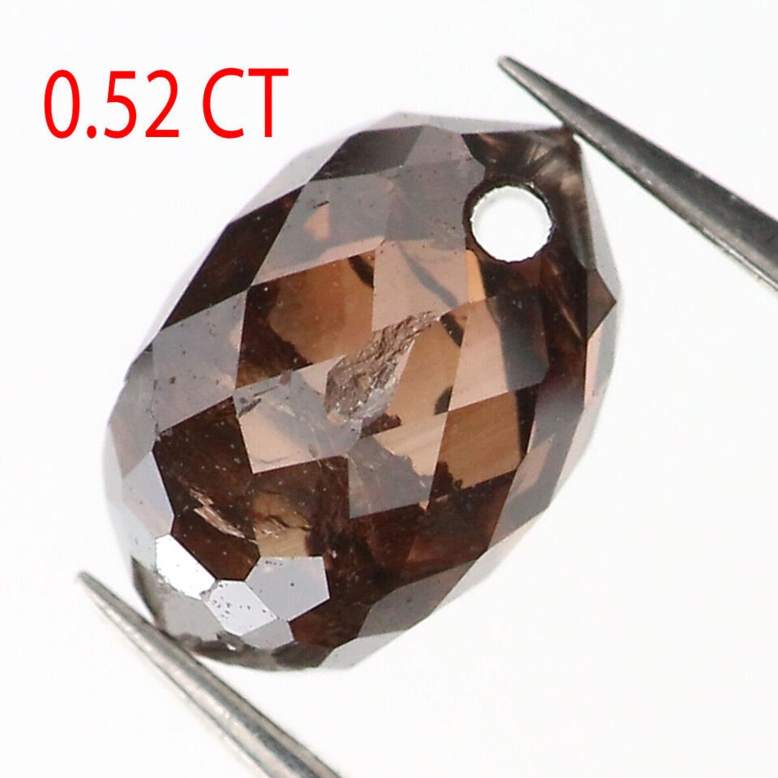 0.52 Ct Natural Loose Drop Shape Diamond Black Brown Color Drop Cut Diamond 5.20 MM Natural Loose Diamond Briolette Rose Cut Diamond NQ408