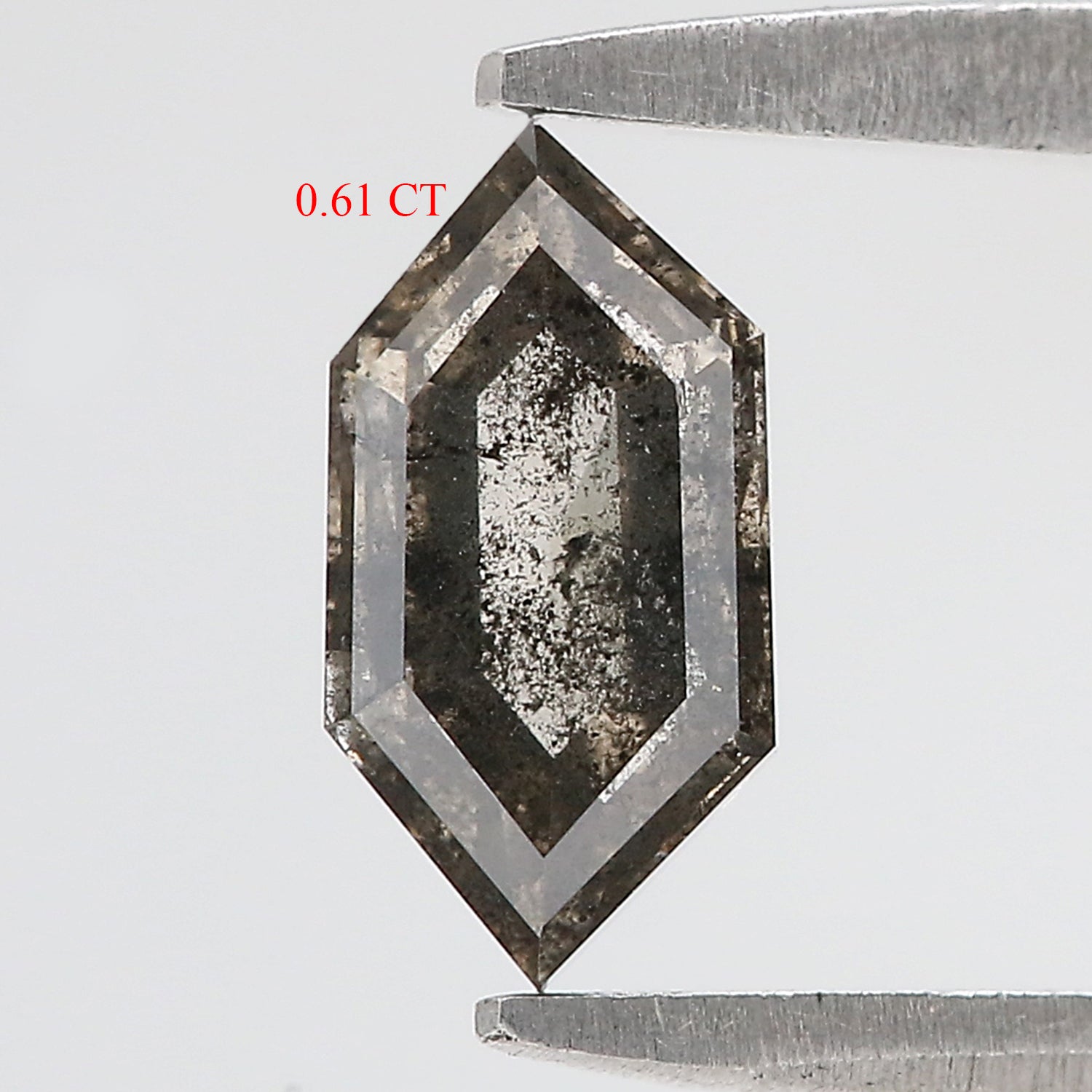 0.61 CT Natural Loose Hexagon Cut Diamond Salt And Pepper Hexagon Diamond 7.65 MM Natural Loose Black Grey Color Hexagon Cut Diamond QL9458
