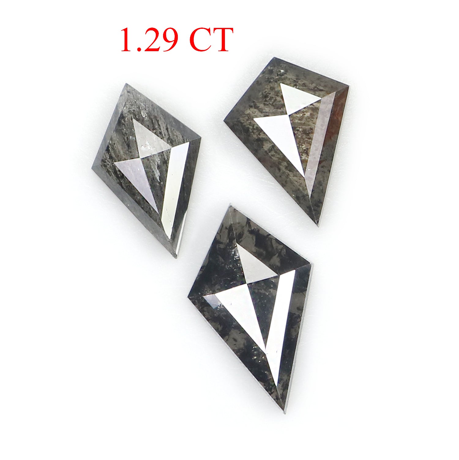 1.29 CT Natural Loose Kite Shape Diamond Salt And Pepper Kite Cut Diamond 9.20 MM Natural Black Grey Color Kite Rose Cut Diamond L3439