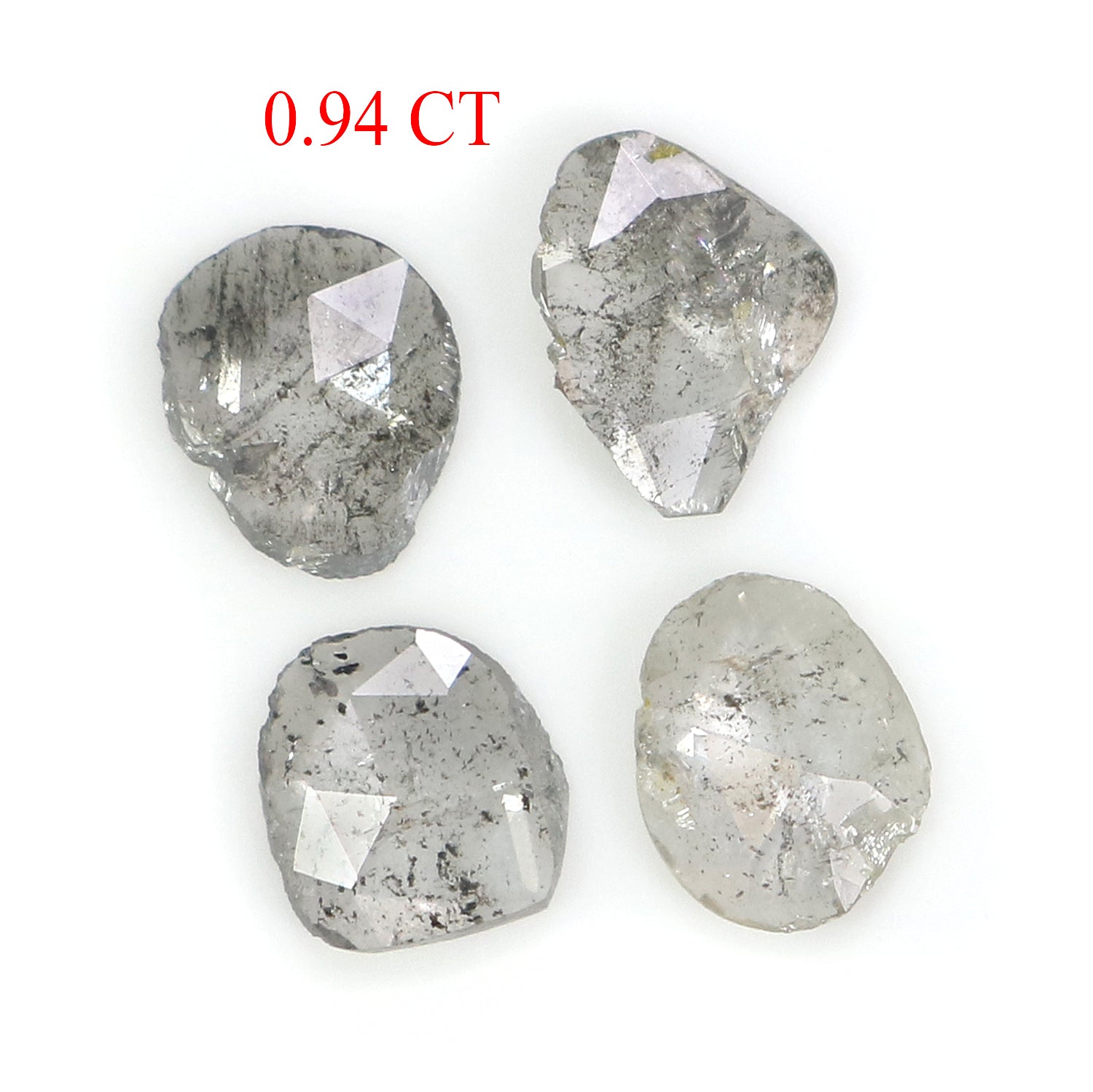 0.94 Ct Natural Loose Slice Shape Diamond Salt And Pepper Slice Cut Diamond 4.90 MM Natural Black Gray Color Slice Rose Cut Diamond NQ2147