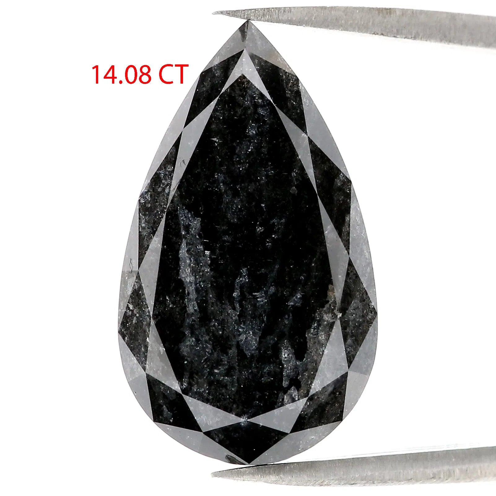 14.08 CT Natural Loose Pear Shape Diamond Salt And Pepper Pear Rose Cut Diamond 21.20 MM Black Grey Color Pear Rose Cut Diamond QL3018