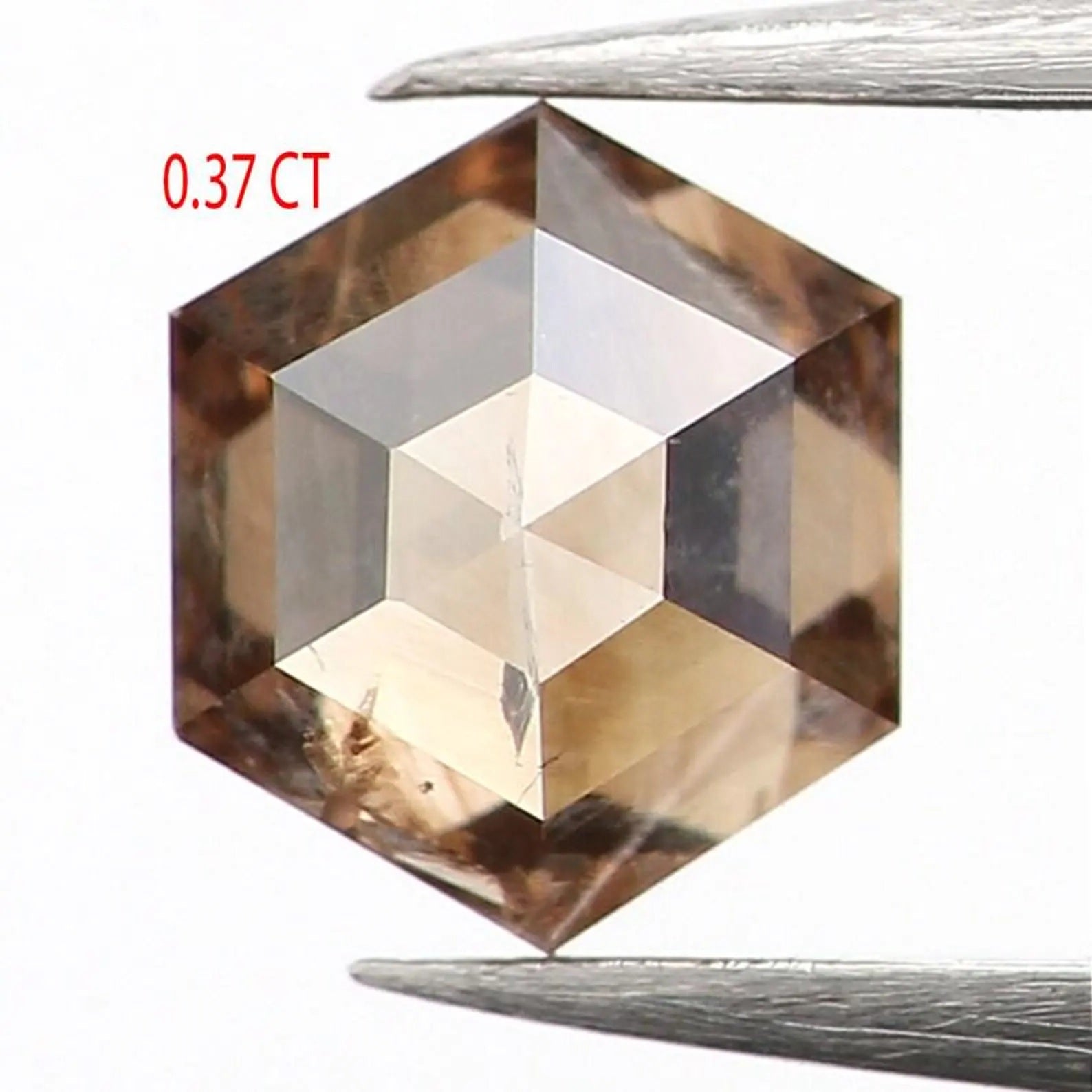 0.37 CT Natural Loose Hexagon Diamond Brown Color Hexagon Diamond 4.45 MM Natural Loose Brown Color Diamond Hexagon Rose Cut Diamond NQ1187