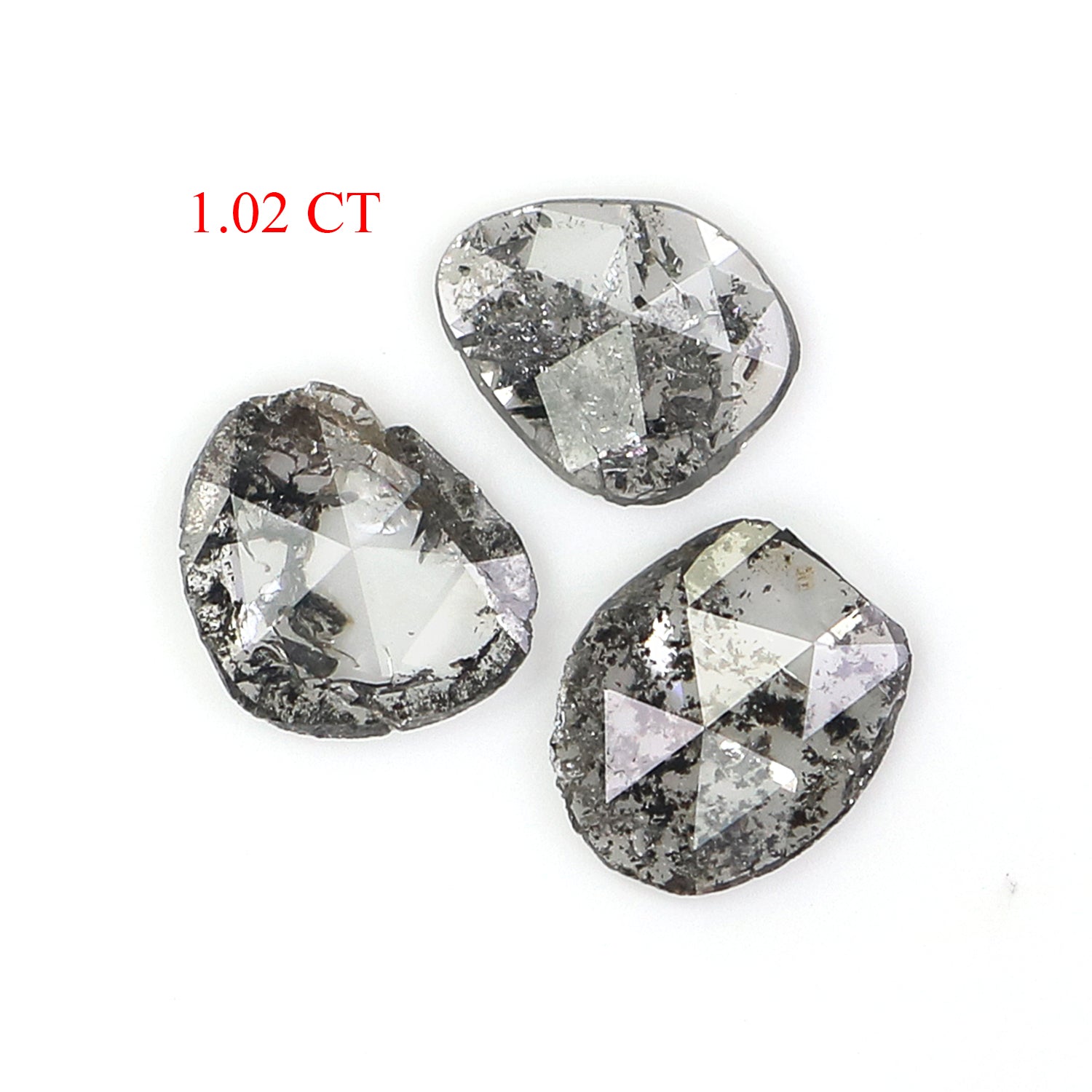 1.02 CT Natural Loose Slice Shape Diamond Salt And Pepper Slice Uncut Diamond 6.80 MM Natural Black Grey Diamond Irregular Cut Diamond L3560