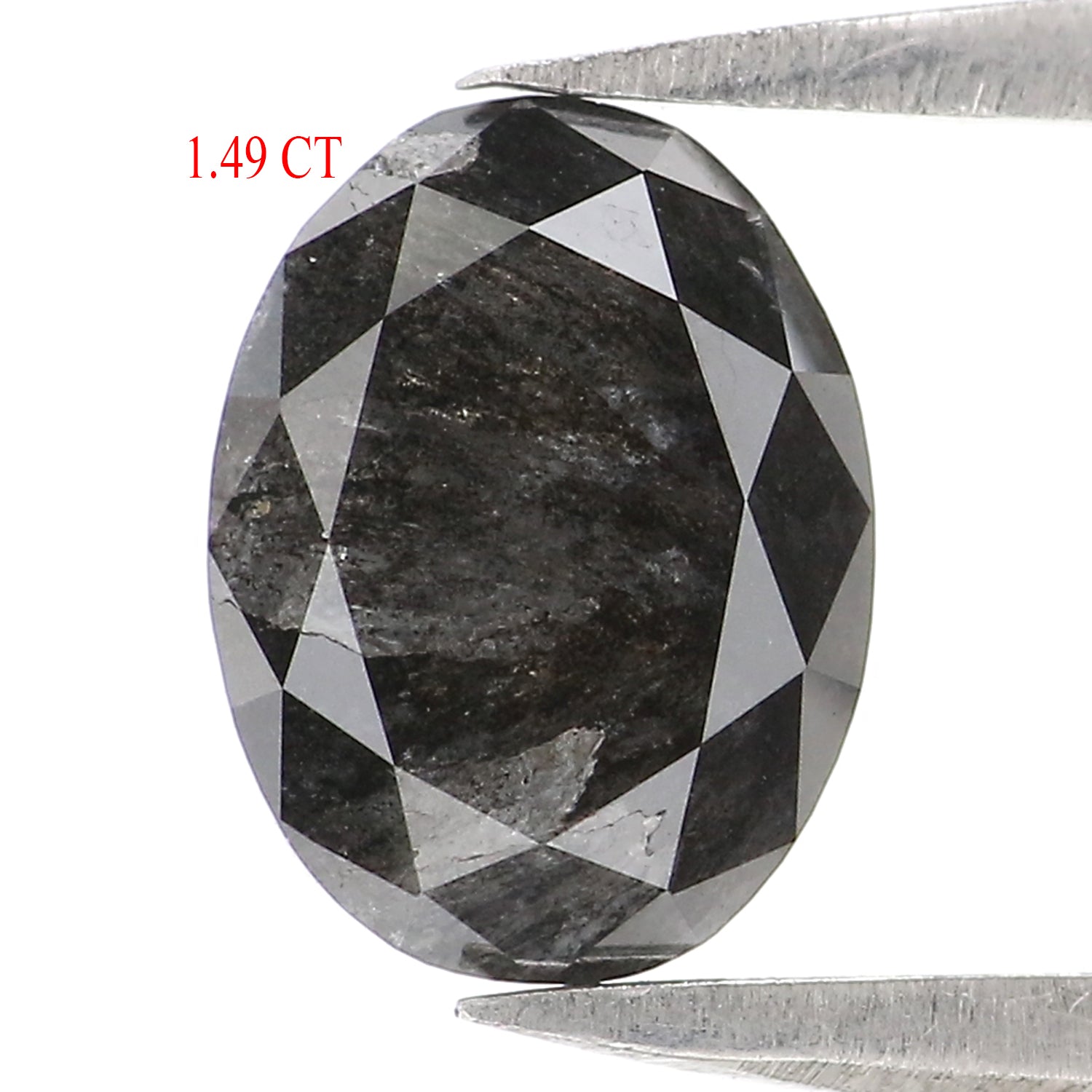 1.49 CT Natural Loose Oval Shape Diamond Salt And Pepper Oval Shape Diamond 8.05 MM Natural Black Grey Color Oval Rose Cut Diamond QL2889