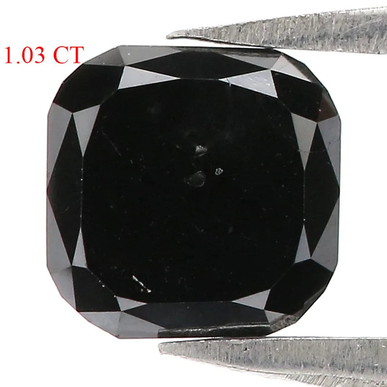 1.03 CT Natural Loose Cushion Shape Diamond Black Color Cushion Diamond 5.85 MM Natural Diamond Black Color Cushion Rose Cut Diamond QN2518