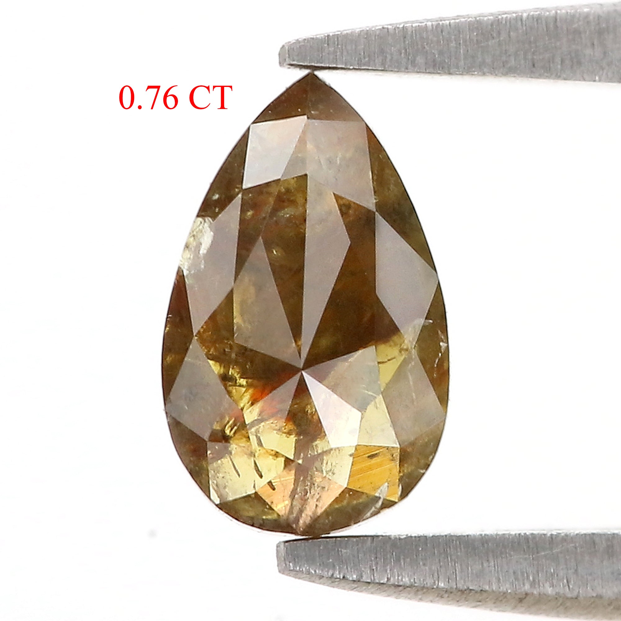0.76 Ct Natural Loose Pear Shape Diamond Yellow Color Pear Cut Diamond 7.28 MM Natural Loose Diamond Brown Color Pear Rose Cut Diamond N2671