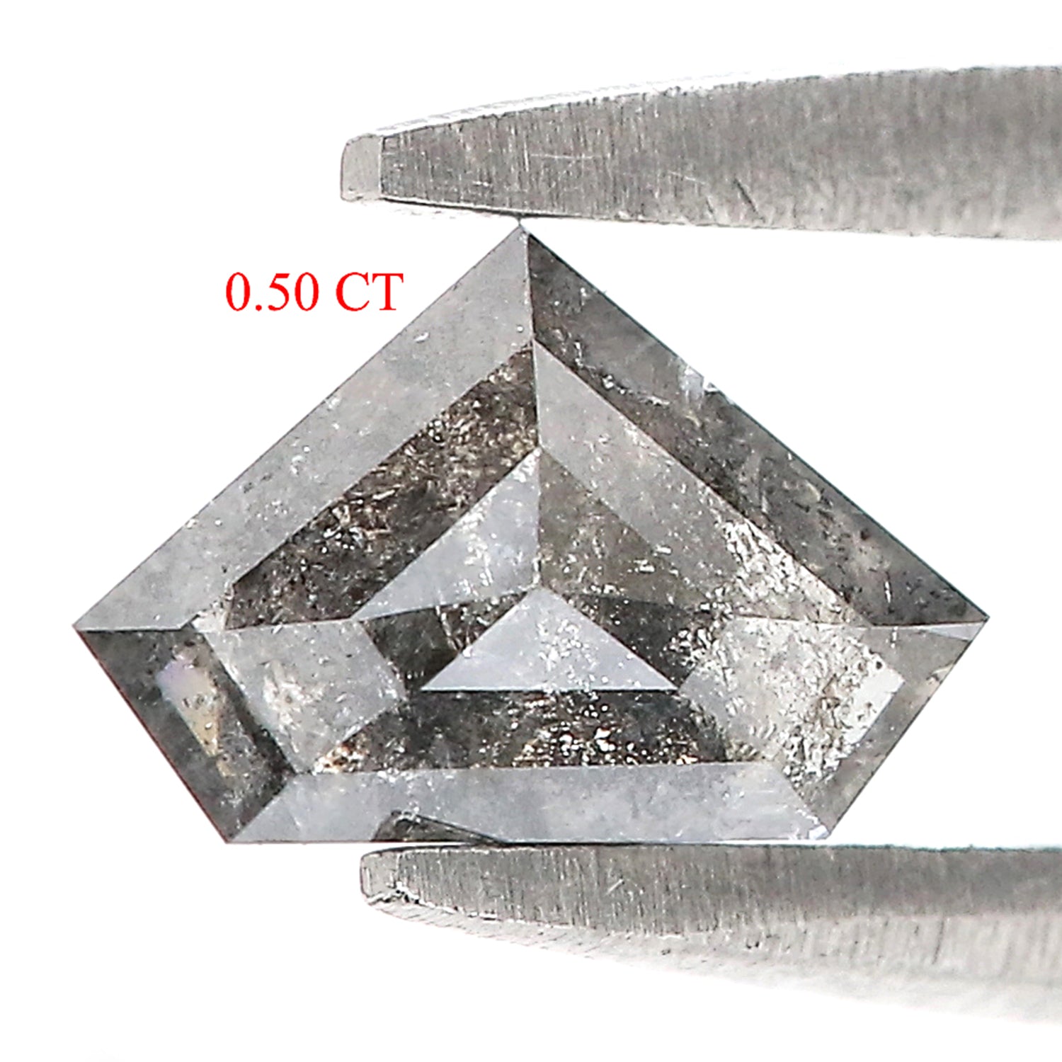0.50 CT Natural Loose Shield Shape Diamond Salt And Pepper Shield Diamond 4.40 MM Natural Black Grey Color Shield Rose Cut Diamond N2664