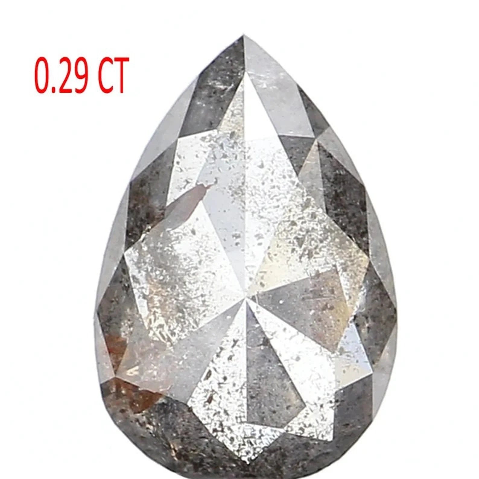 0.29 Ct Natural Loose Pear Shape Diamond Salt And Pepper Pear Cut Diamond 5.60 MM Natural Black Grey Color Pear Rose Cut Diamond NQ1050