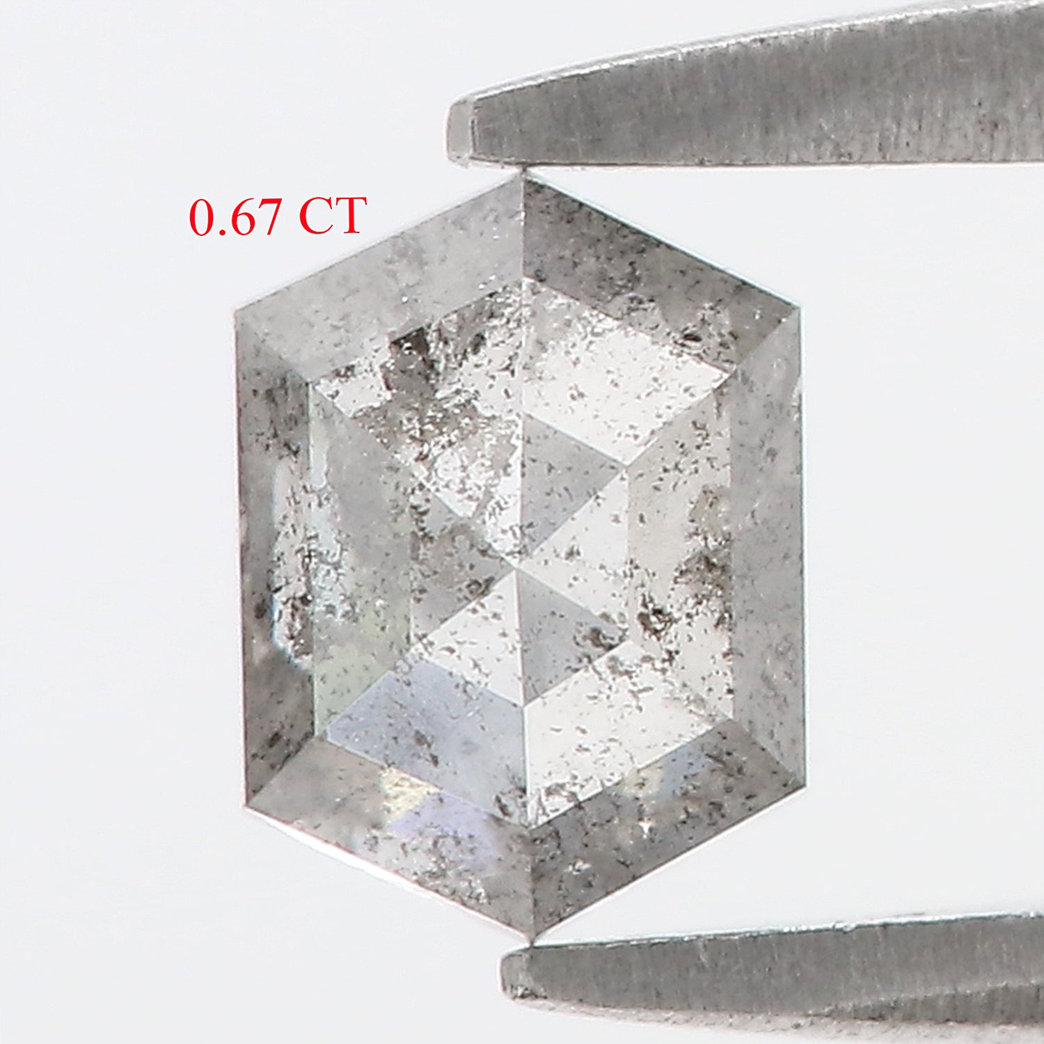 0.67 CT Natural Loose Hexagon Shape Diamond Salt And Pepper Hexagon Cut Diamond 6.05 MM Natural Black Grey Hexagon Rose Cut Diamond LQ1456