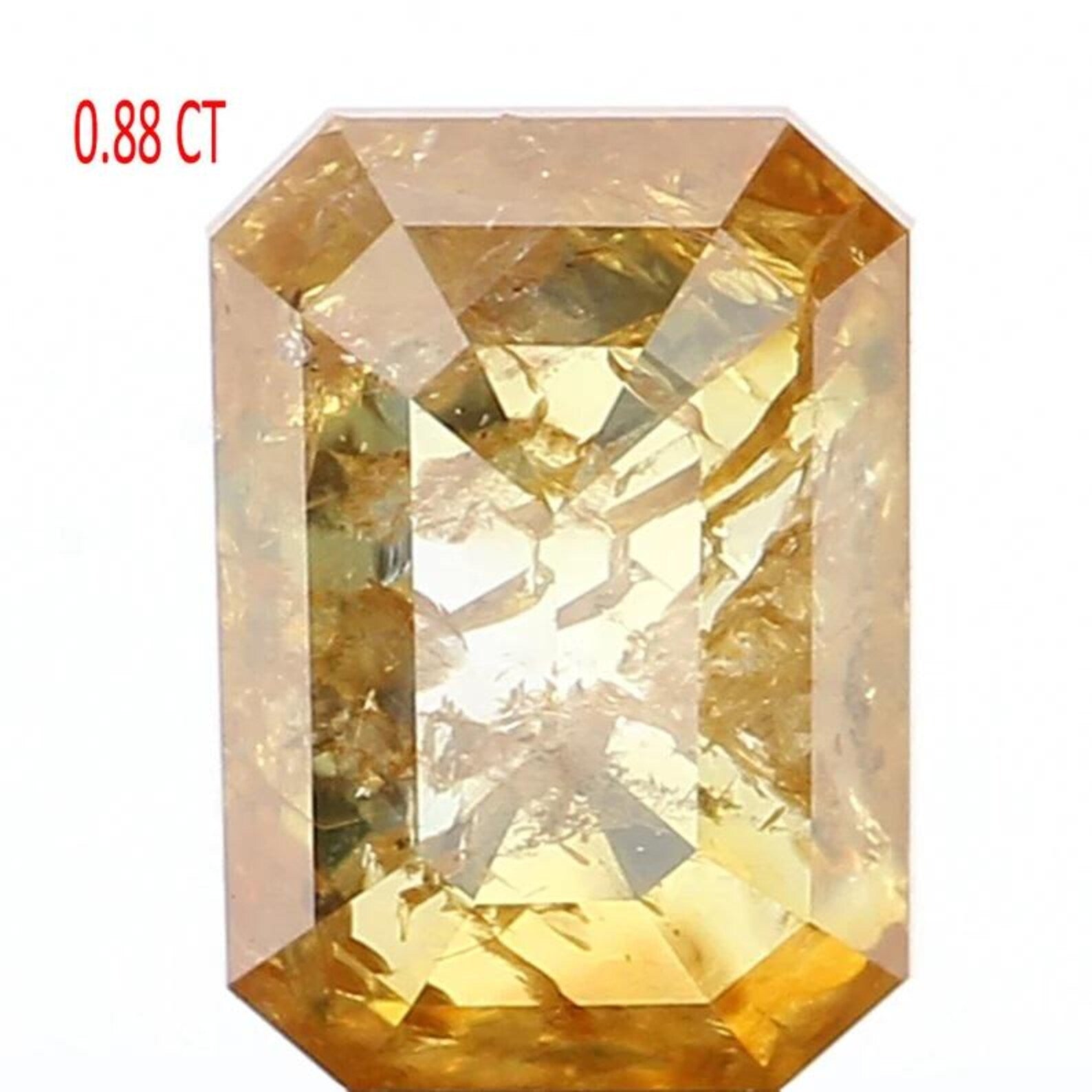 0.88 CT Natural Loose Emerald Shape Diamond Yellow Color Emerald Diamond 6.35 MM Natural Loose Yellow Color Emerald Rose Cut Diamond NQ1075
