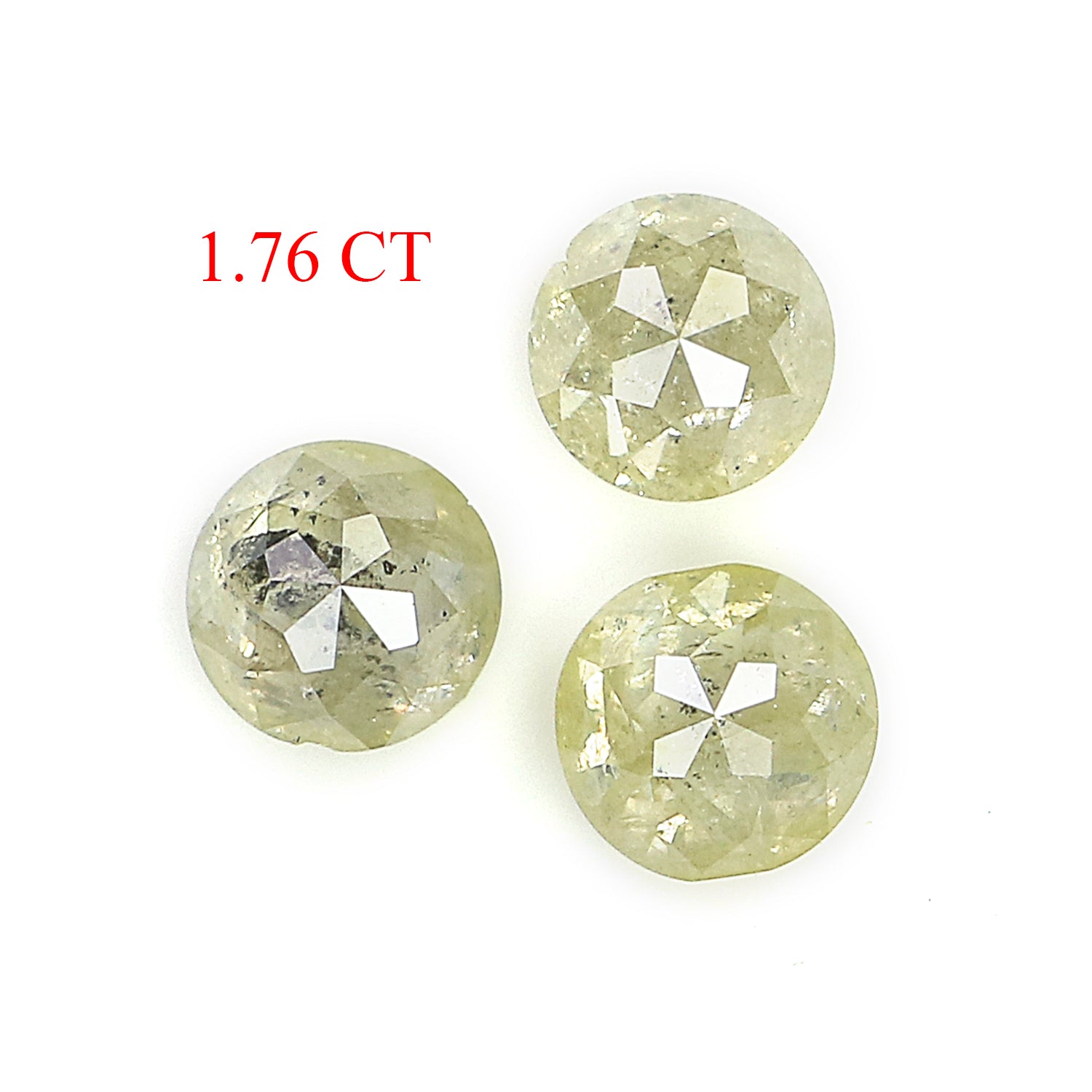 1.76 CT Natural Loose Round Rose Cut Diamond Grey Color Round Shape Diamond 4.60 MM Natural Loose Yellow Color Round Rose Cut Diamond LQ9208