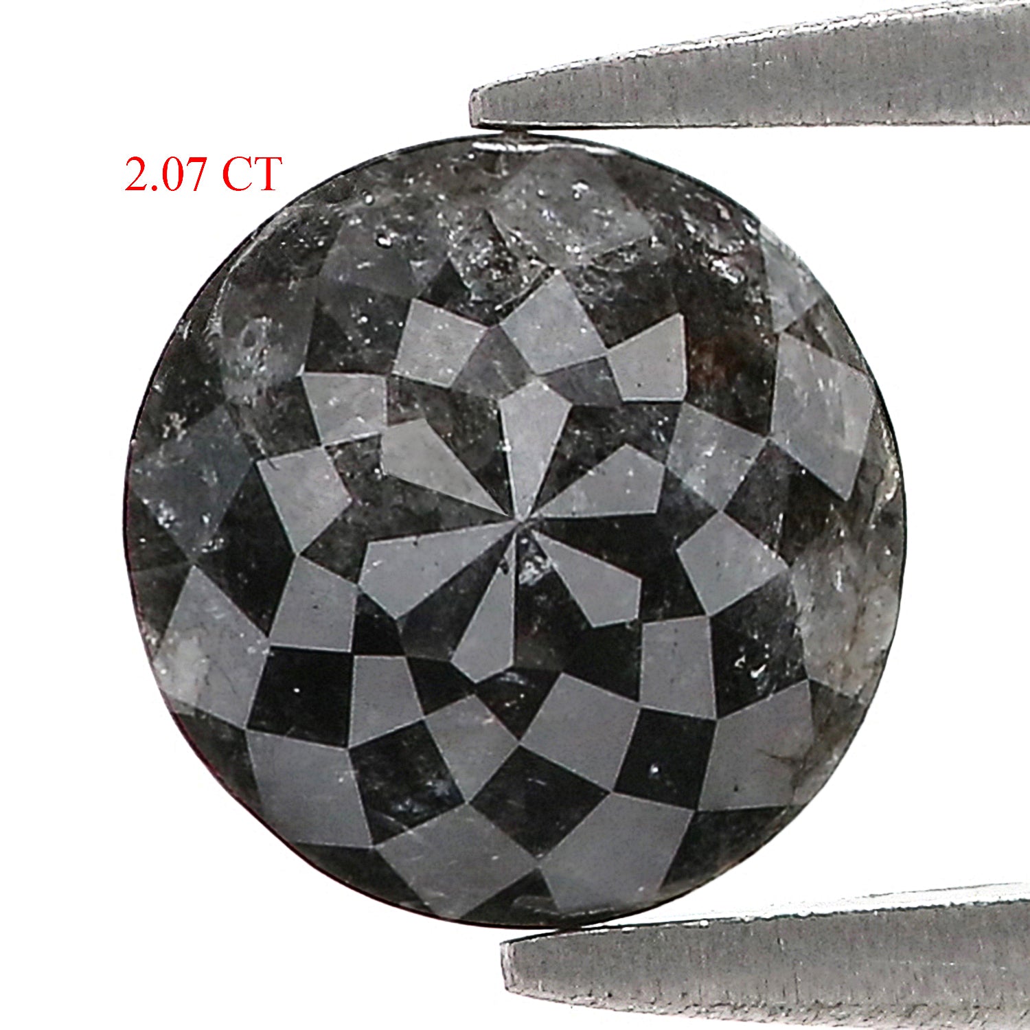 2.07 CT Natural Loose Round Rose Cut Diamond Salt And Pepper Round Diamond 7.65 MM Natural Loose Black Color Diamond Rose Cut Diamond LQ026