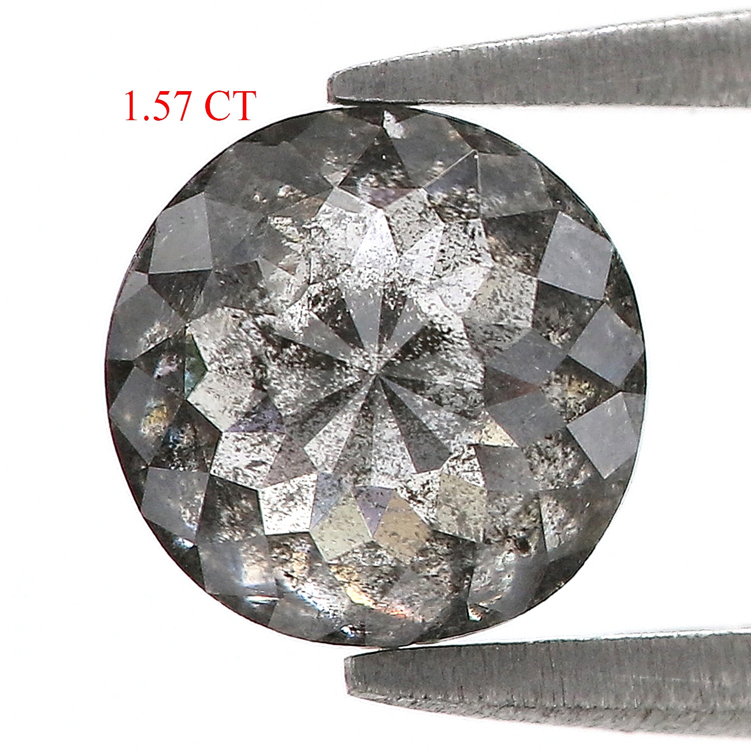 1.57 Ct Natural Loose Round Rose Cut Diamond Salt And Pepper Round Diamond 7.05 MM Natural Loose Black Grey Color Rose Cut Diamond QL9234