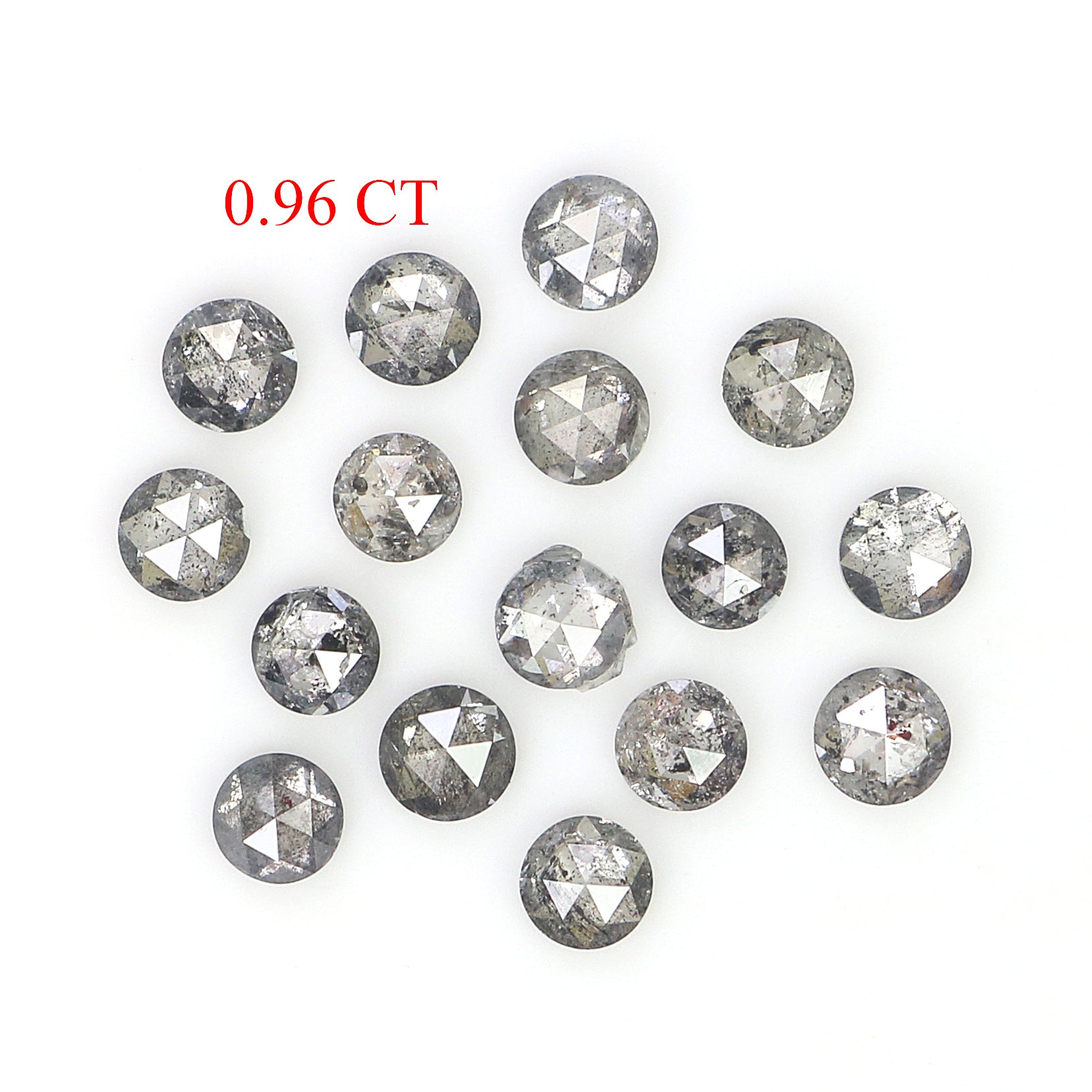 0.96 Ct Natural Loose Round Rose Cut Diamond Salt And Pepper Round Cut Diamond 2.30 MM Natural Black Grey Color Round Rose Cut Diamond L1553