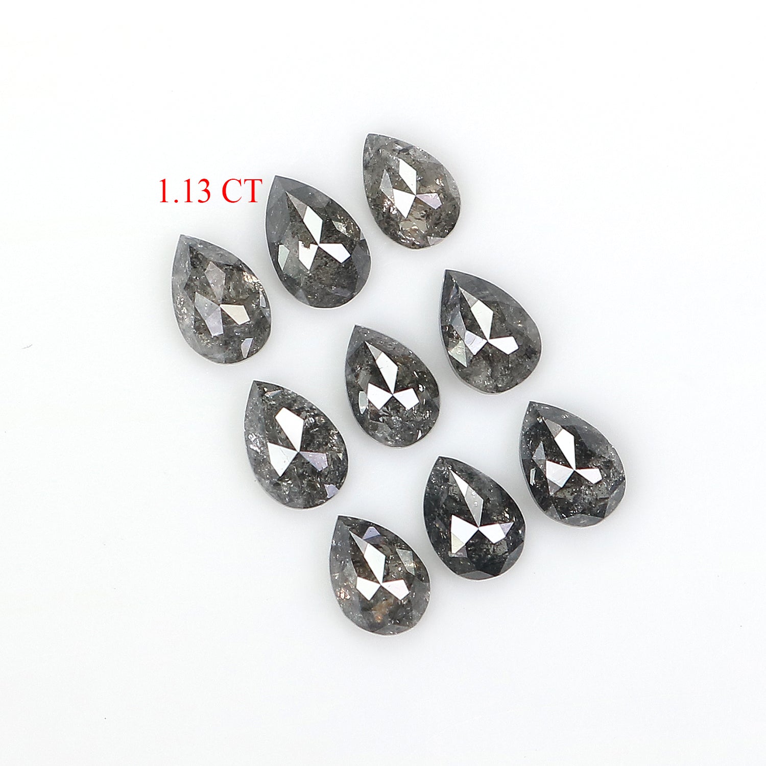 1.13 CT Natural Loose Pear Shape Diamond Salt And Pepper Pear Diamond 3.60 MM Natural Loose Black Grey Color Pear Rose Cut Diamond QL1284
