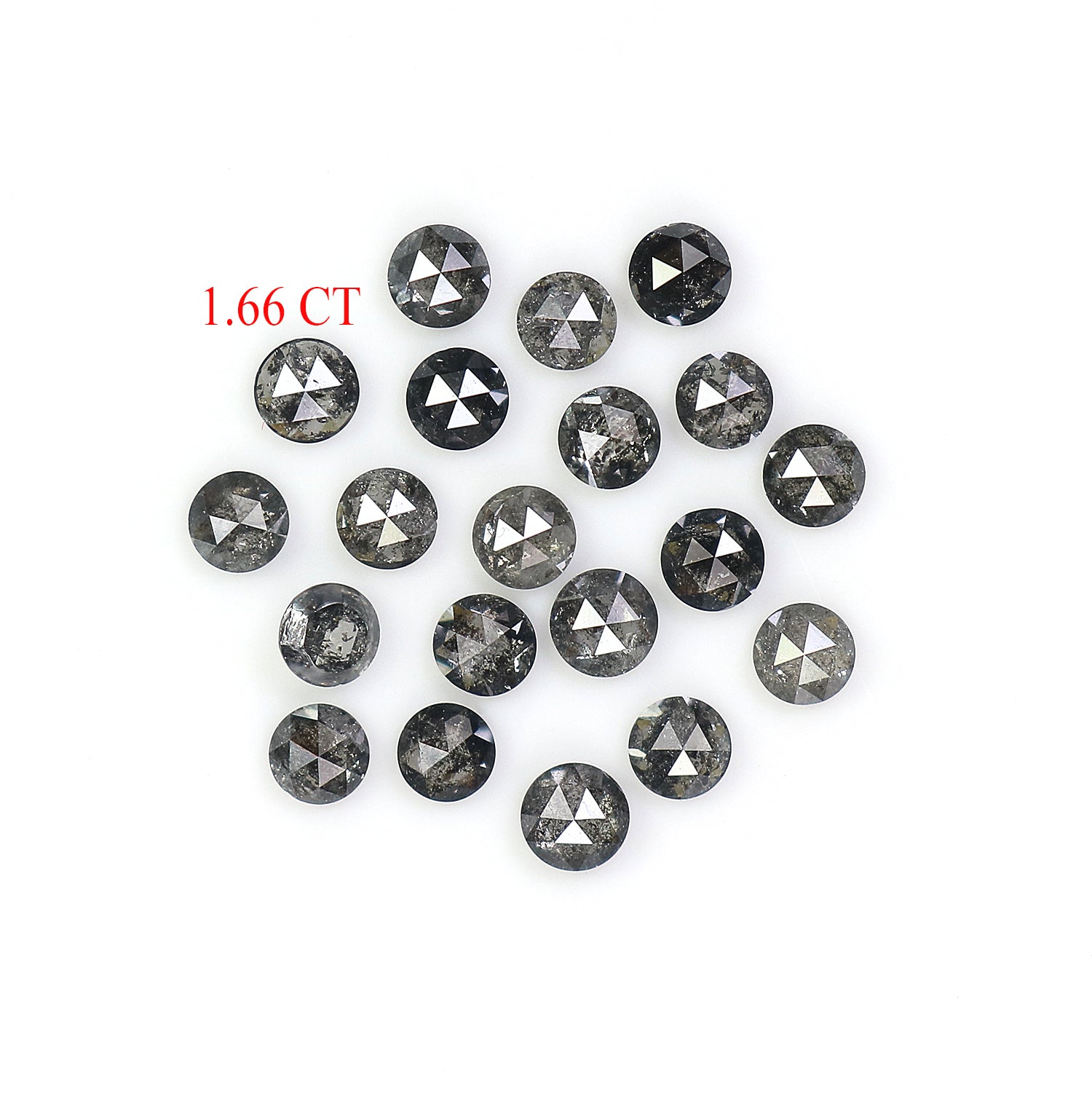 1.66 Ct Natural Loose Round Rose Cut Diamond Salt And Pepper Round Shape Diamond 2.70 MM Natural Black Grey Round Rose Cut Diamond LQ1936