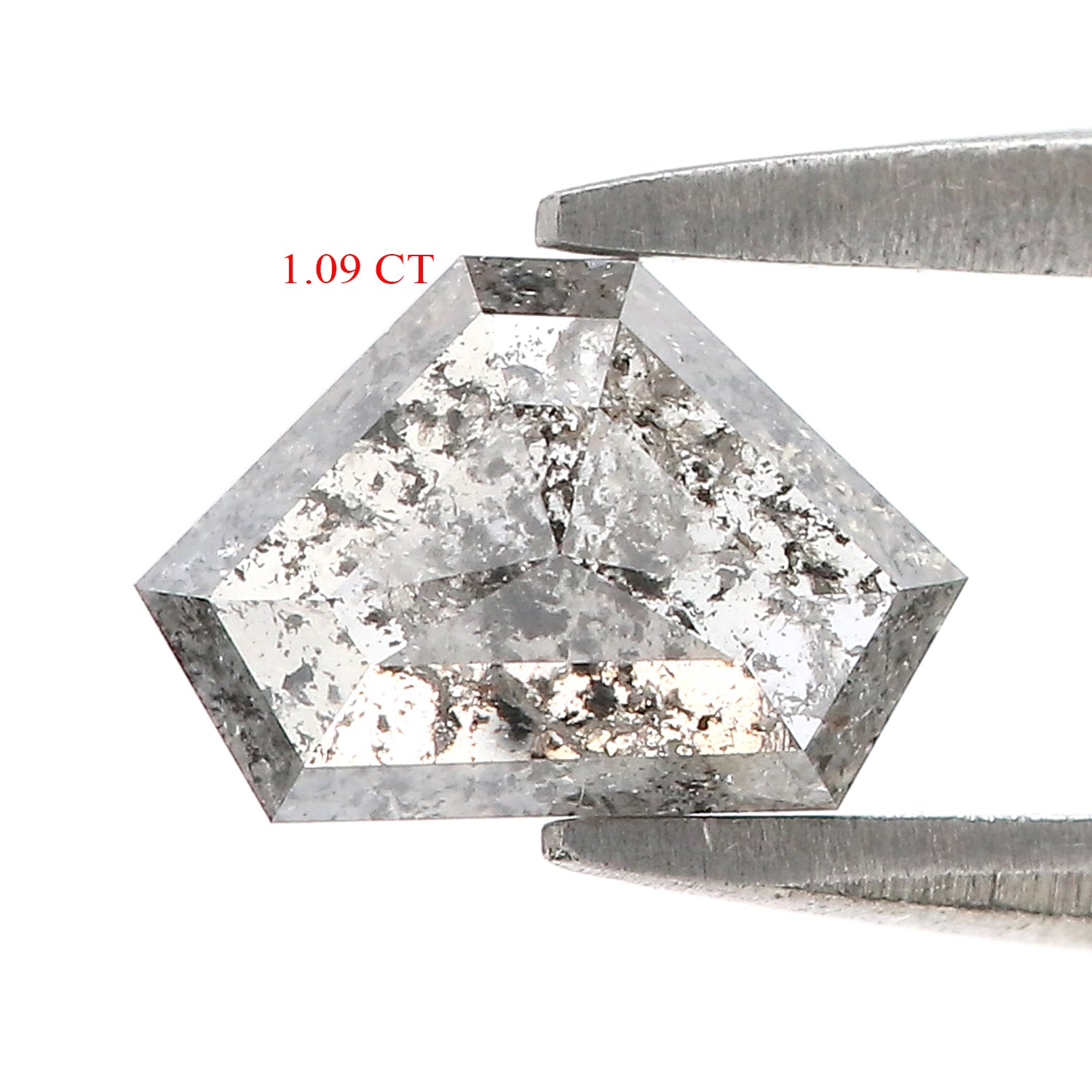 1.09 Ct Natural Loose Shield Shape Diamond Salt And Pepper Shield Cut Diamond 5.45 MM Black Gray Color Shield Shape Rose Cut Diamond QL253