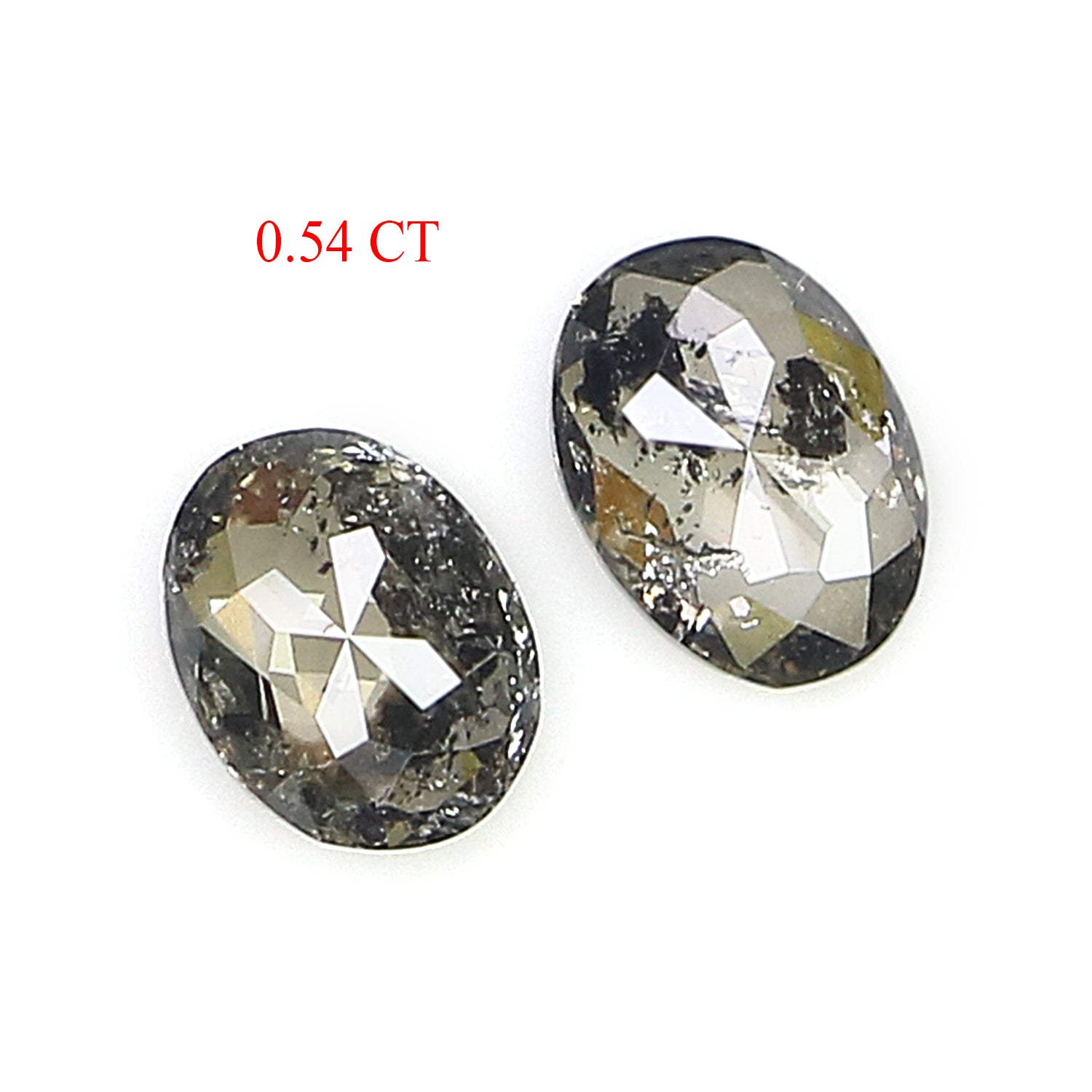 0.54 CT Natural Loose Oval Cut Pair Diamond Salt And Pepper Oval Shape Diamond 4.65 MM Natural Loose Black Grey Oval Rose Cut Diamond KQ2321