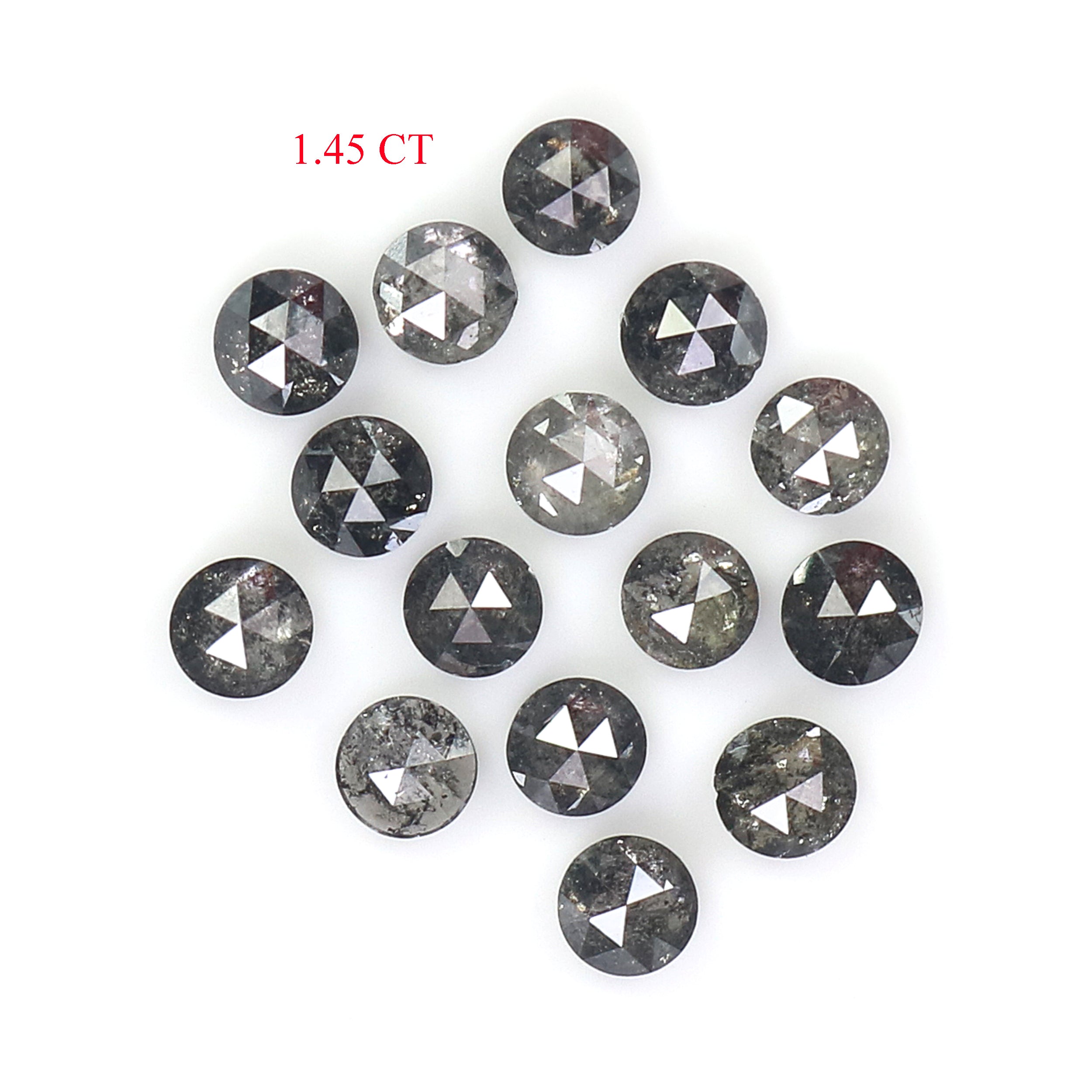1.45 Ct Natural Loose Round Rose Cut Diamond Salt And Pepper Round Shape Diamond 2.70 MM Natural Black Grey Color Rose Cut Diamond L1822