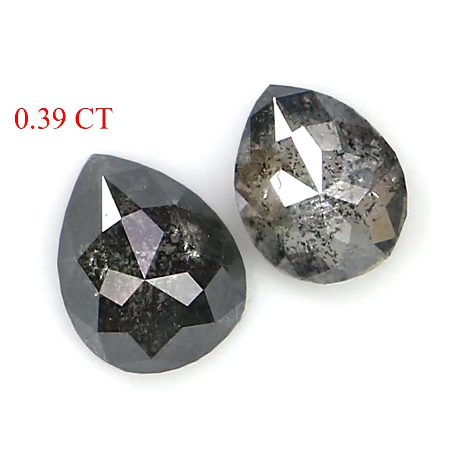 0.39 CT Natural Loose Pear Cut Pair Diamond Salt And Pepper Pear Shape Diamond 4.20 MM Natural Black Grey Color Pear Rose Cut Diamond NQ1854