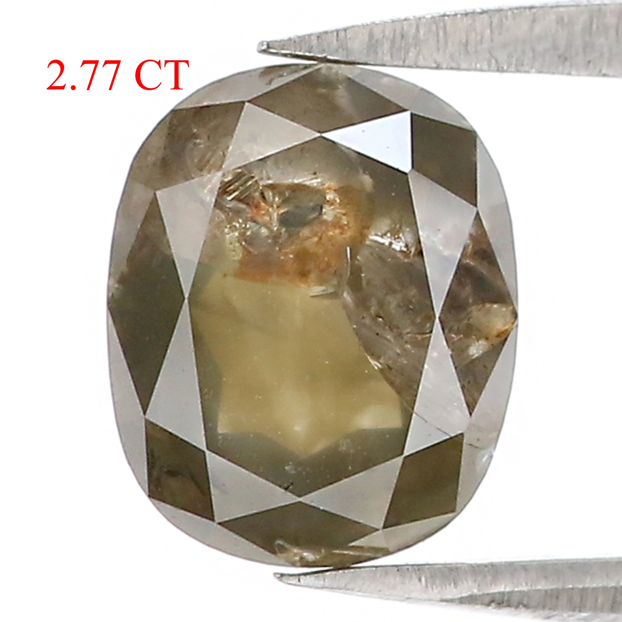 2.77 CT Natural Loose Oval Shape Diamond Green Brown Color Oval Cut Diamond 8.75 MM Natural Green Brown Diamond Oval Rose Cut Diamond QK2155