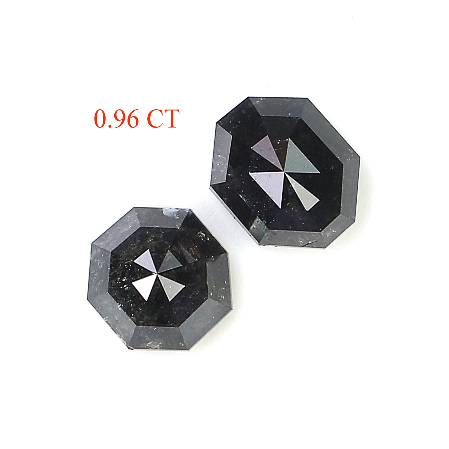 0.96 CT Natural Loose Octagon Cut Pair Diamond Salt And Pepper Octagon Diamond 4.50 MM Natural Black Grey Octagon Rose Cut Diamond LQ9560