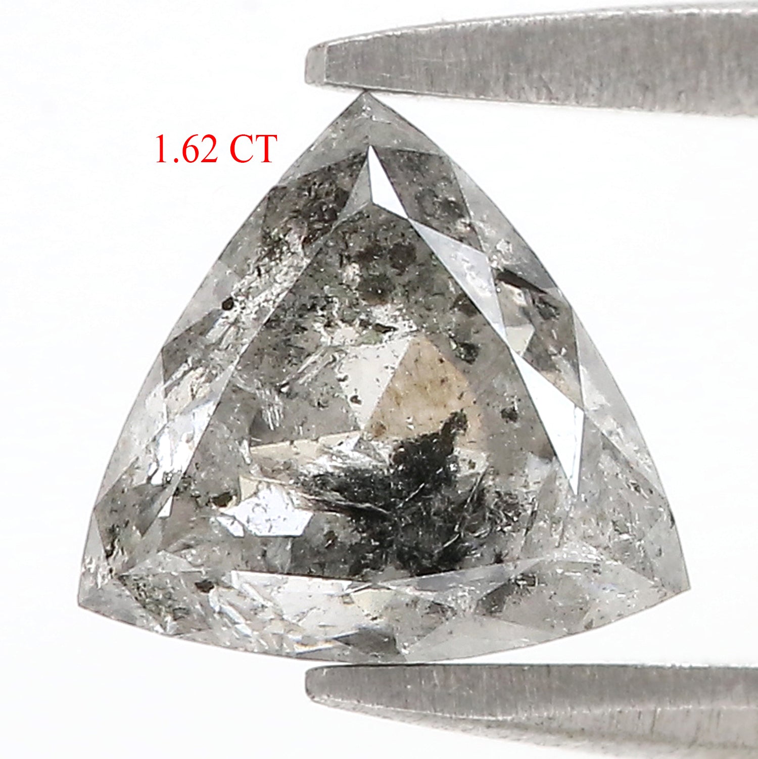 1.62 CT Natural Loose Triangle Shape Diamond Salt And Pepper Triangle Cut Diamond 7.05 MM Black Grey Color Triangle Rose Cut Diamond L3538