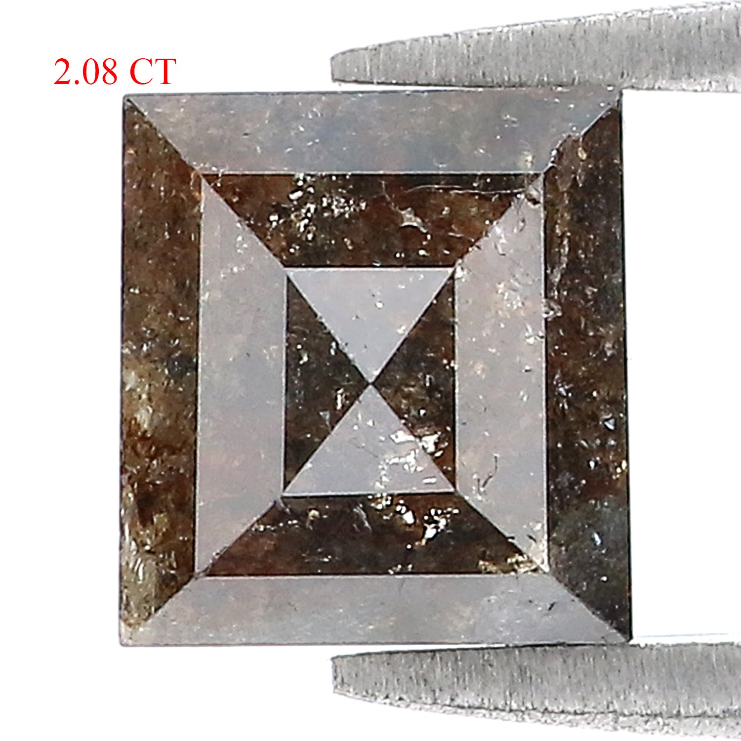 2.08 CT Natural Loose Square Shape Diamond Brown Color Square Cut Diamond 7.60 MM Natural Loose Brown Color Square Rose Cut Diamond LQ7152