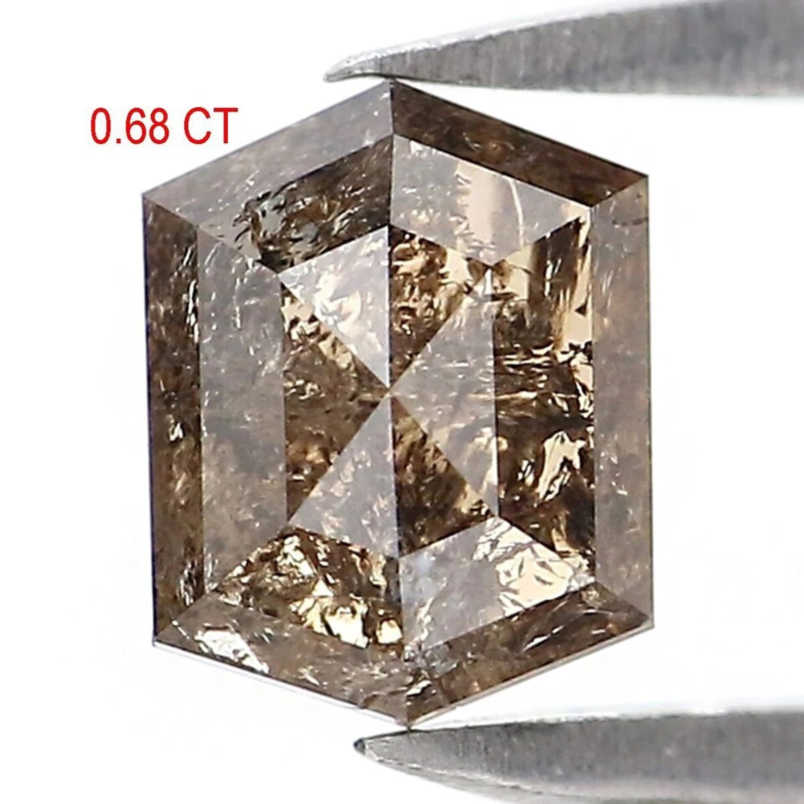 0.68 CT Natural Loose Hexagon Shape Diamond Brown Color Hexagon Diamond 5.75 MM Natural Loose Diamond Hexagon Shape Rose Cut Diamond QN2199