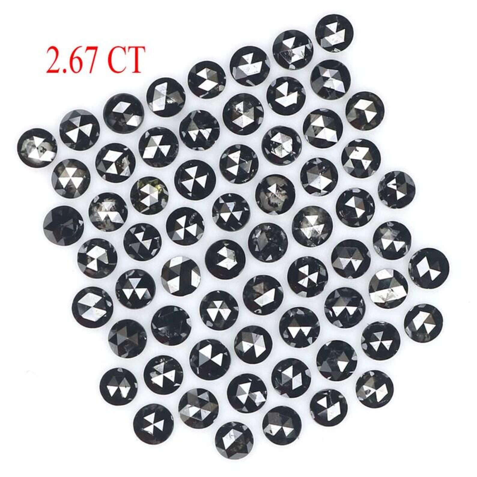 2.67 CT Natural Loose Round Shape Diamond Black Color Round Diamond 2.10 MM Natural Loose Diamond Black Color Round Rose Cut Diamond NQ1810