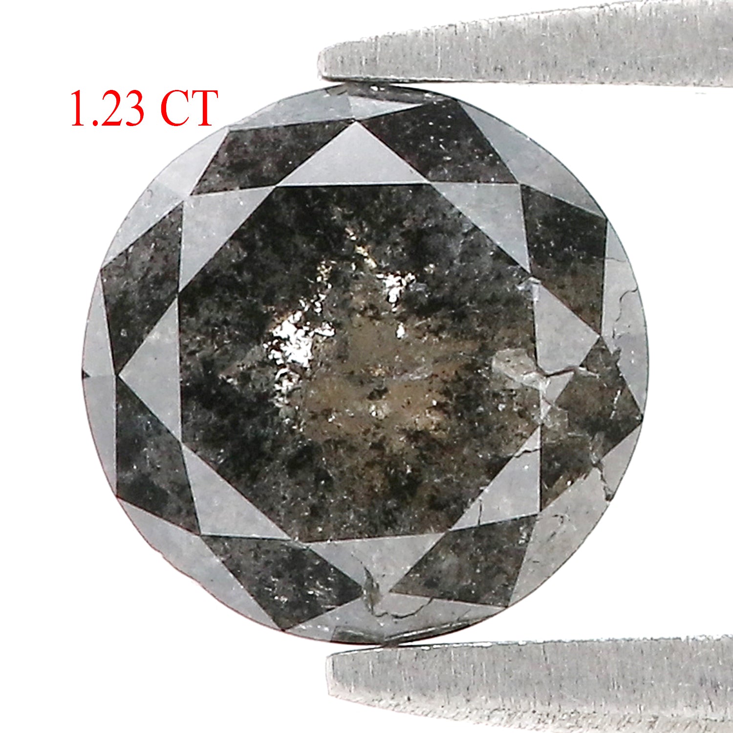 1.23 Ct Natural Loose Round Rose Cut Diamond Black Color Rose Cut Diamond 6.80 MM Natural Loose Salt And Pepper Rose Cut Diamond LQ1167