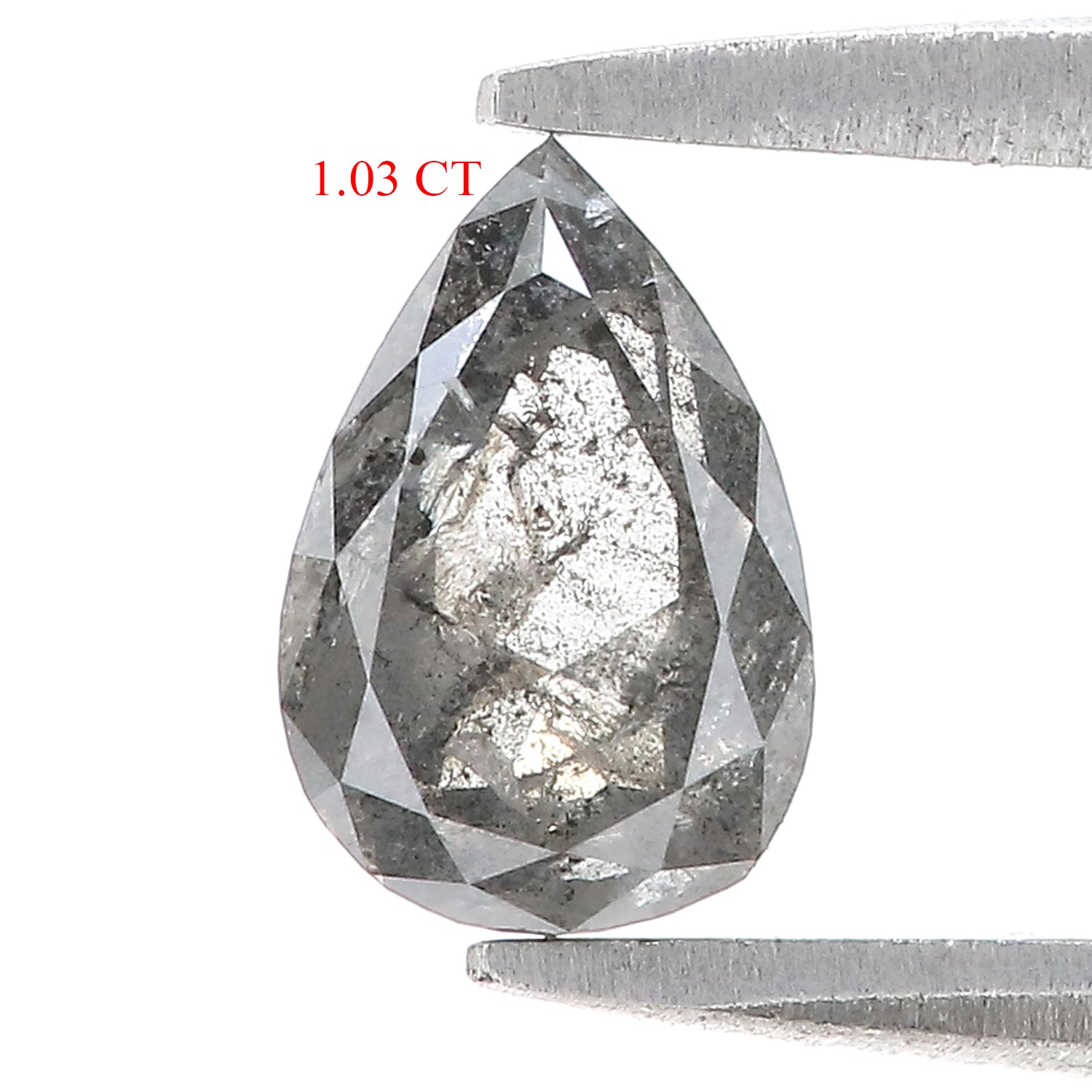 1.03 CT Natural Loose Pear Shape Diamond Salt And Pepper Pear Diamond 7.65 MM Natural Loose Black Grey Color Pear Rose Cut Diamond LQ3349