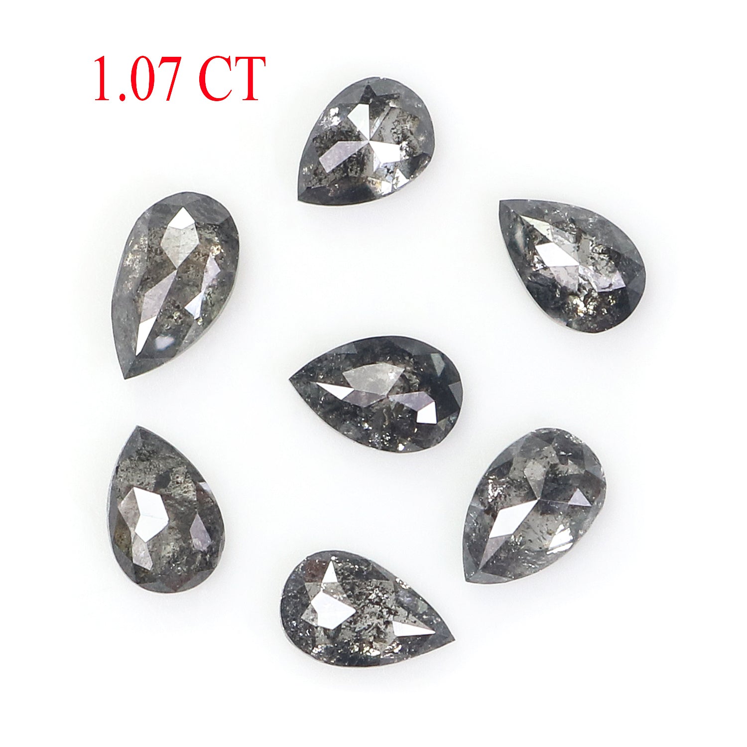 1.07 CT Natural Loose Pear Shape Diamond Salt And Pepper Pear Cut Diamond 3.90 MM Natural Loose Black Grey Color Pear Rose Cut Diamond L1279