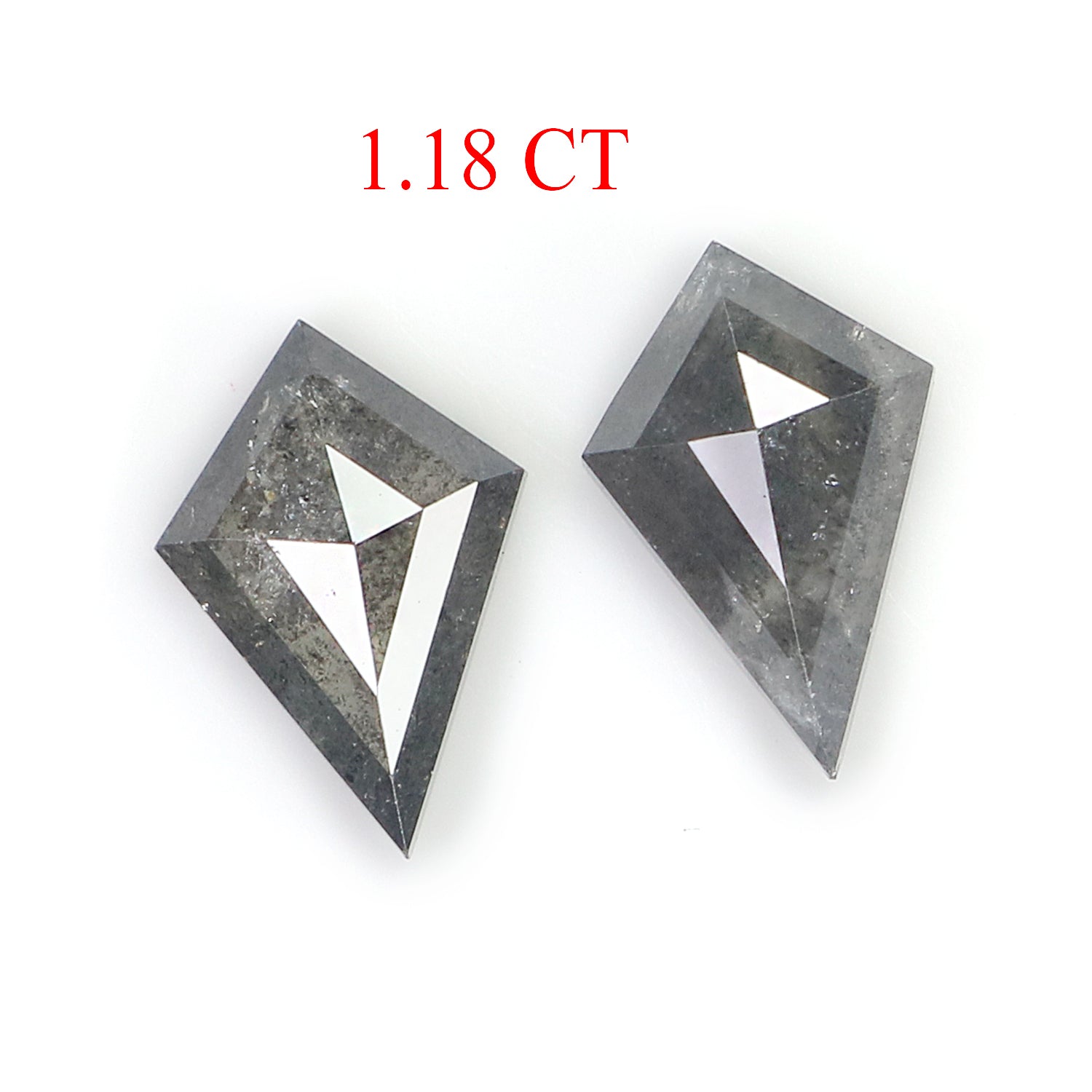 1.18 CT Natural Loose Kite Cut Pair Diamond Salt And Pepper Kite Diamond 7.75 MM Natural Loose Black Grey Color Kite Rose Cut Diamond L3438