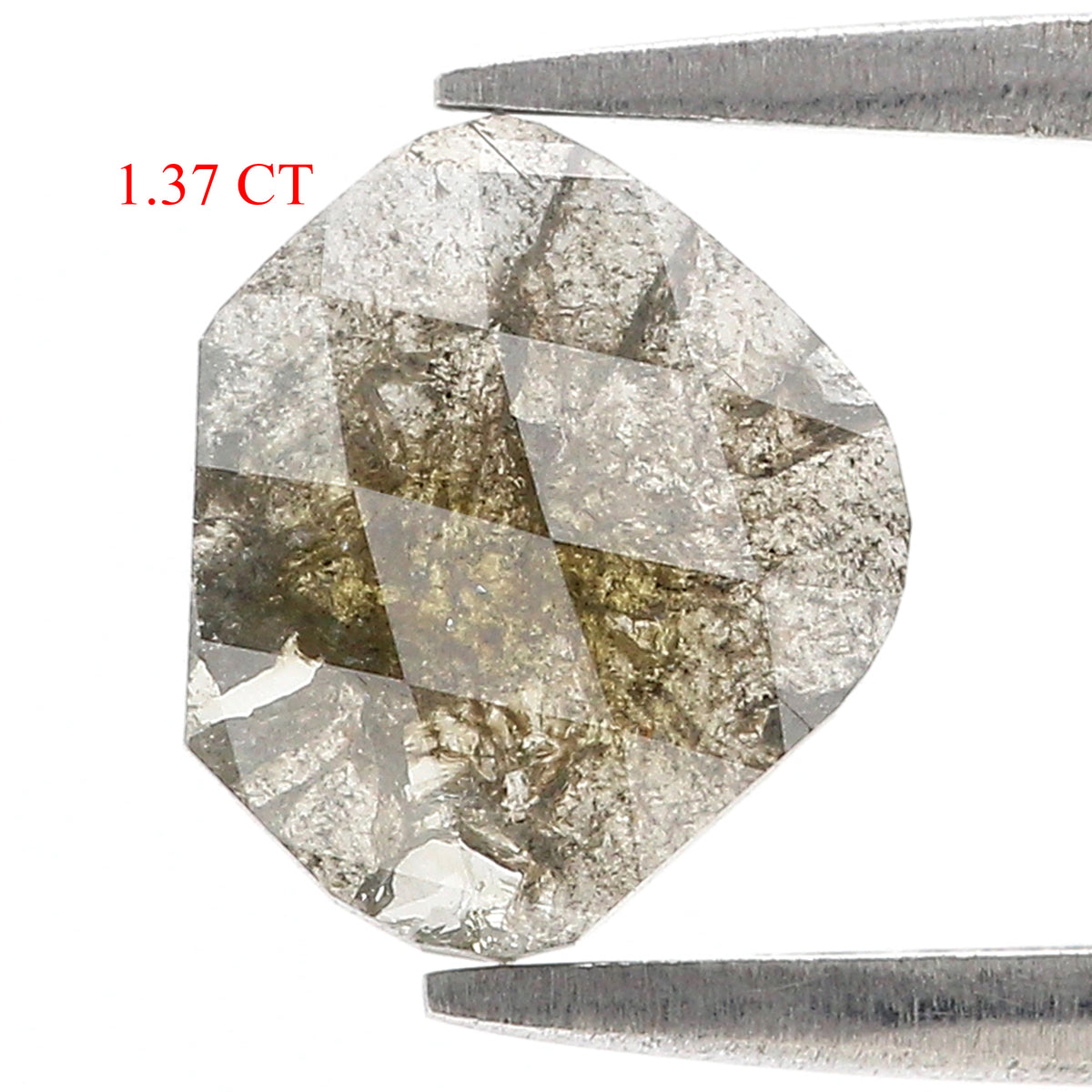 Natural Slice Salt and Pepper Diamond 1.37 CT Loose Rose Cut Black Grey Stone 9.79 MM Rustic Diamond For Custom Engagement Ring L3698