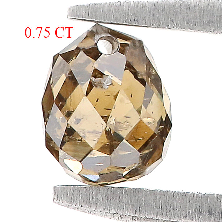 0.75 Ct Natural Loose Briolette Shape Diamond Brown Color Drop Diamond 5.00 MM Natural Loose Brown Color Briolette Rose Cut Diamond LQ126