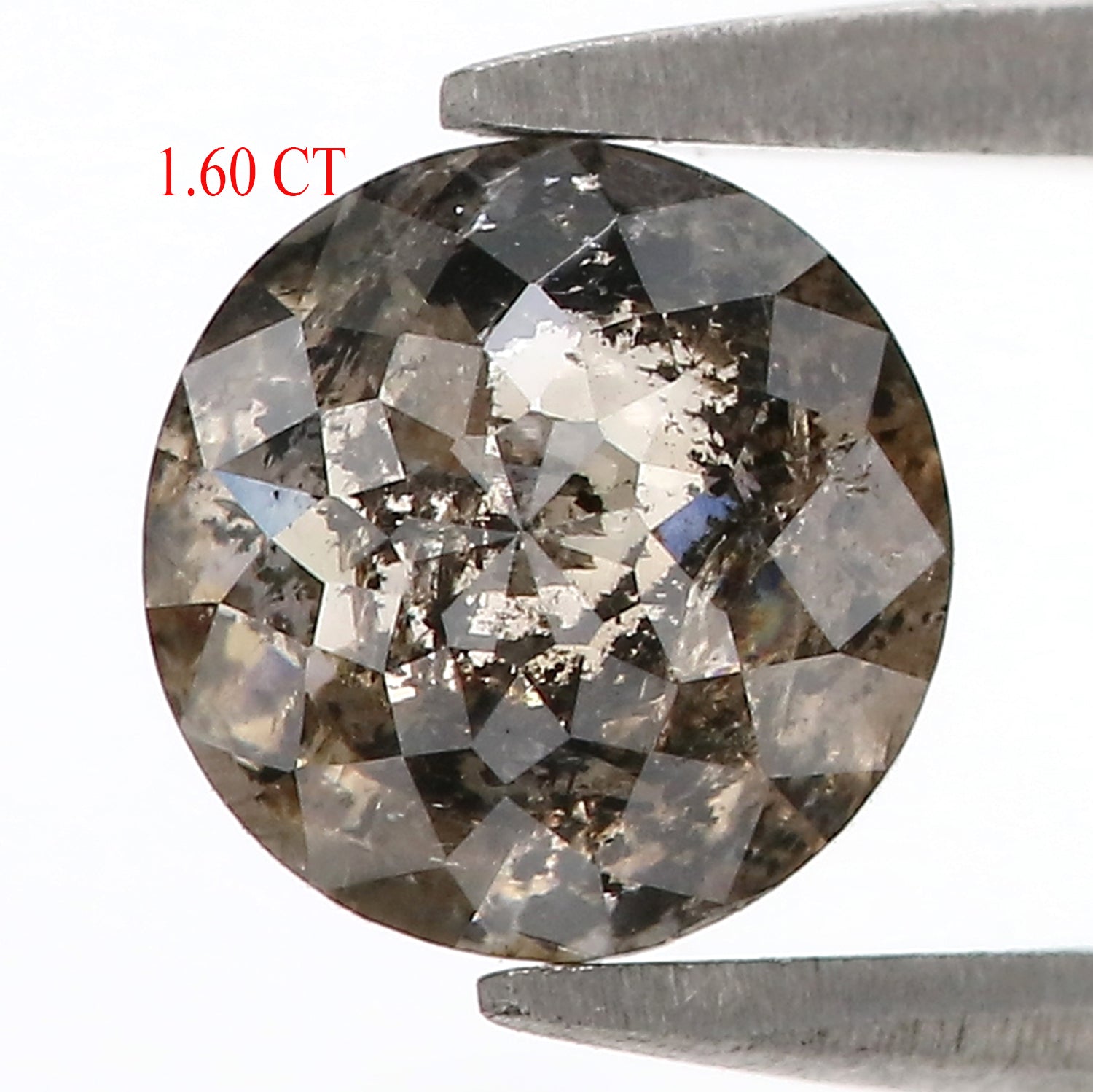1.60 CT Natural Loose Round Rose Cut Diamond Salt And Pepper Round Diamond 7.05 MM Natural Loose Brown Color Round Rose Cut Diamond QL9058
