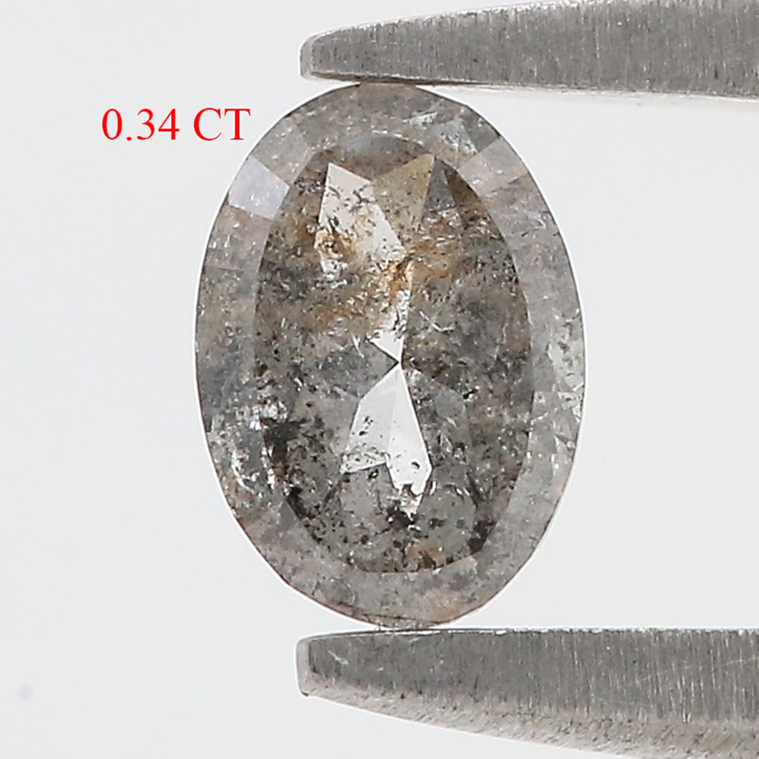 0.34 CT Natural Loose Oval Shape Diamond Salt And Pepper Oval Rose Cut Diamond 5.30 MM Black Grey Color Oval Shape Rose Cut Diamond KQ2281