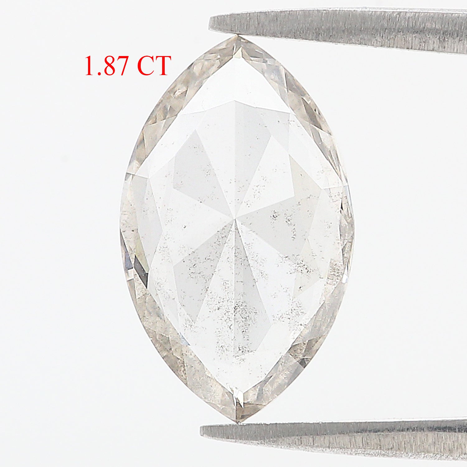 1.87 CT Marquise Rose Cut Salt And Pepper Lab Grown 14.60 MM Loose Diamond CVD Fancy Black Grey Color Lab Created Antique Cut Diamonds L3569