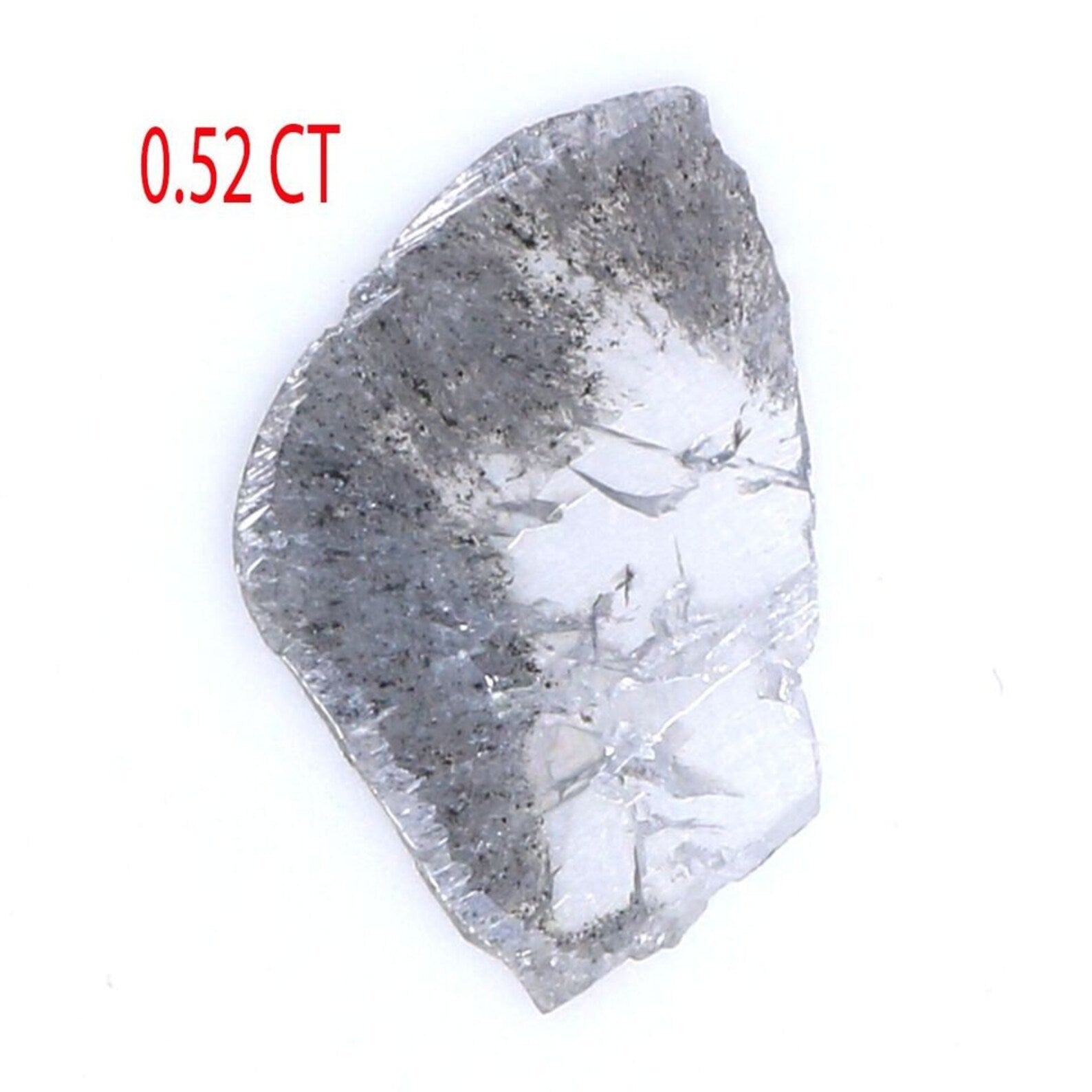 0.52 CT Natural Loose Slice Shape Diamond Salt And Pepper Diamond 12.50 MM Natural Loose Black Grey Color Slice Irregular Cut Diamond NQ7870