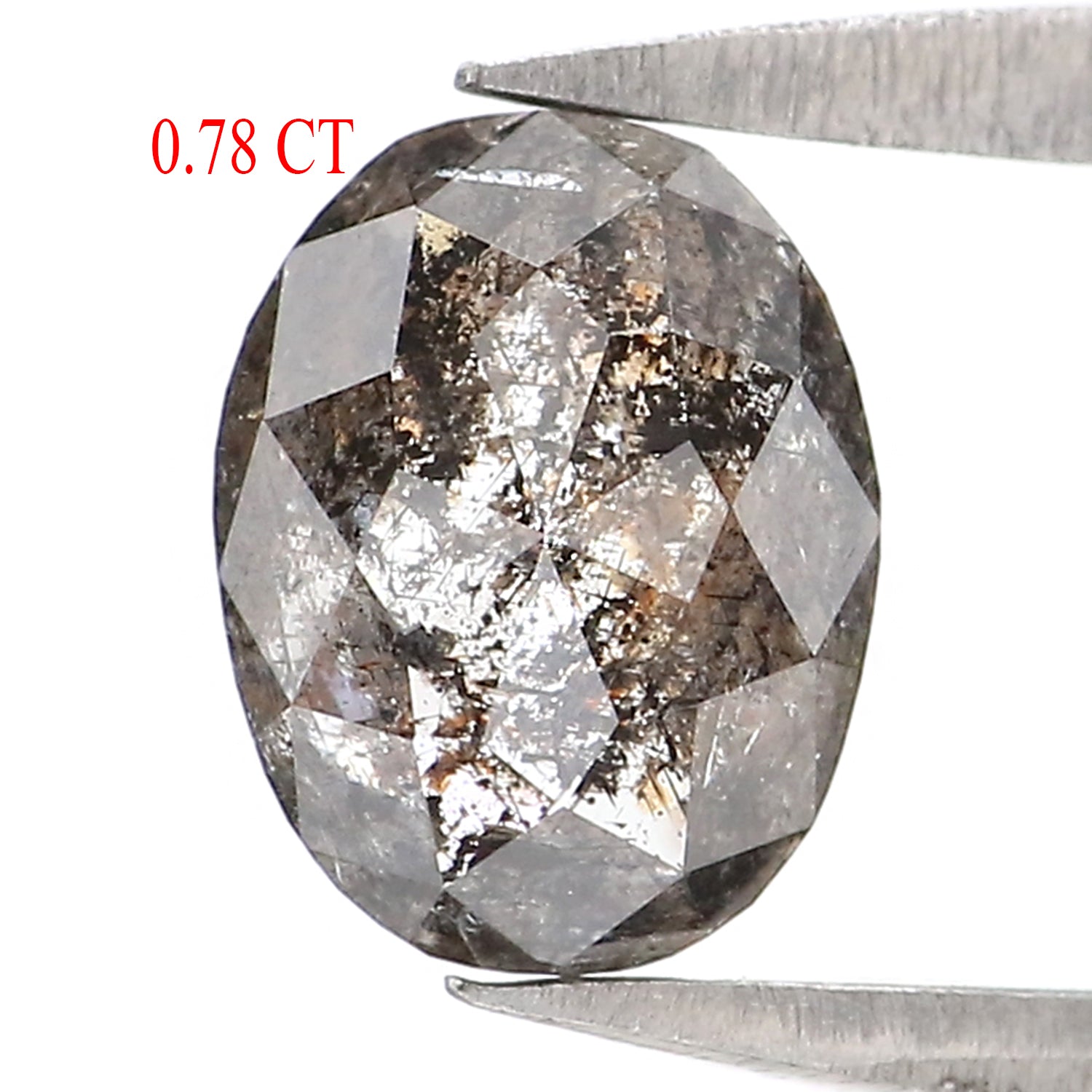 0.78 CT Natural Loose Oval Shape Diamond Salt And Pepper Oval Diamond 6.50 MM Natural Loose Black Grey Diamond Oval Rose Cut Diamond LQ2958